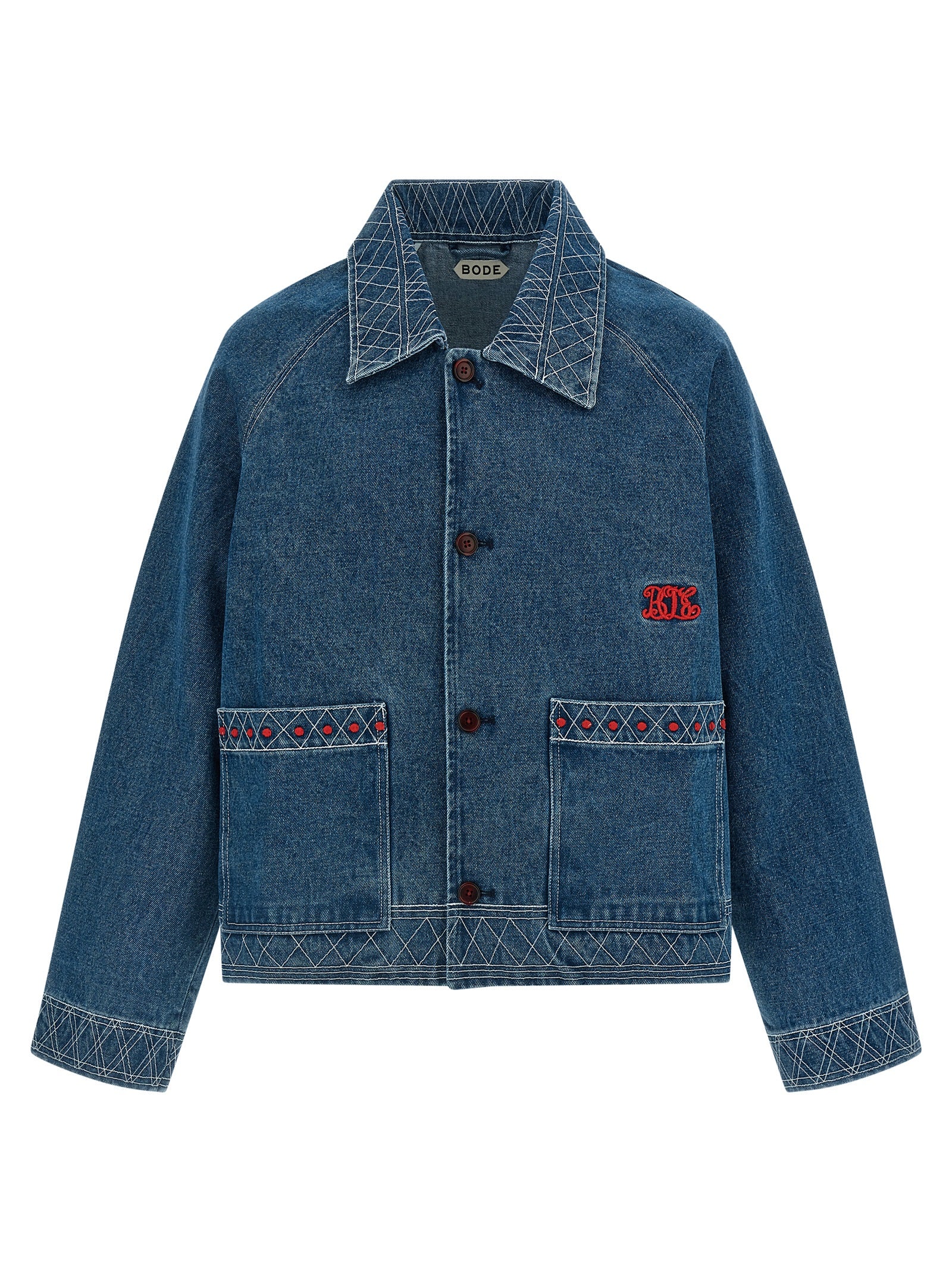 Bode Men Embroidery Denim Jacket BODE