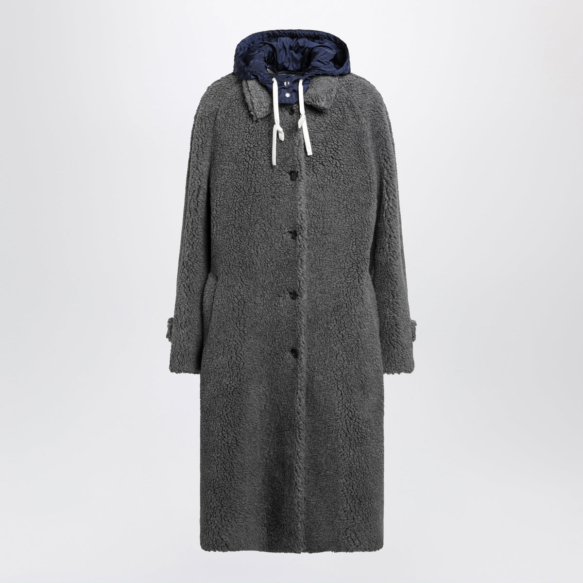 Miu Miu Slate Shearling-Effect Coat Women MIU MIU
