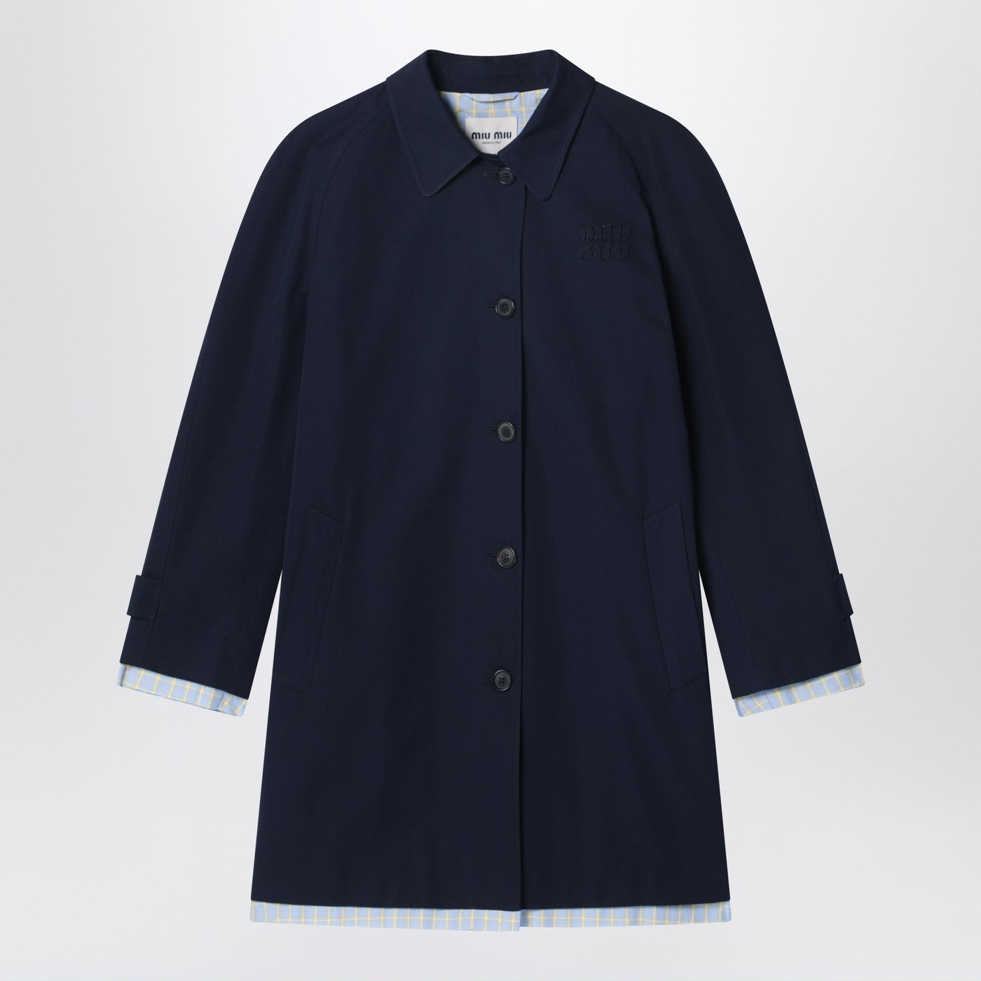 Miu Miu Blue Cotton Overcoat Women MIU MIU