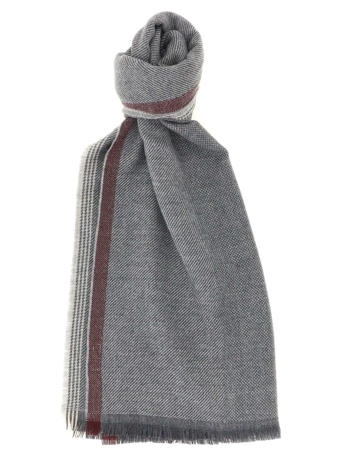Brunello Cucinelli Men Diagonal Wool And Cashmere Scarf BRUNELLO CUCINELLI