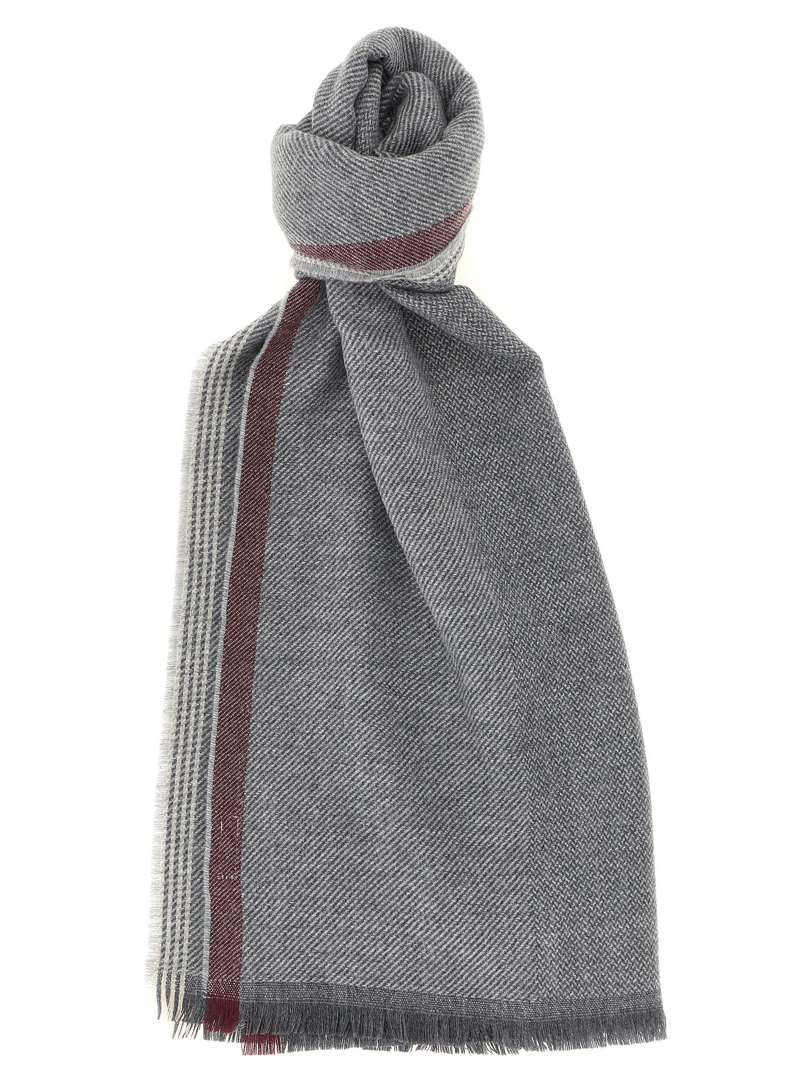 Brunello Cucinelli Men Diagonal Wool And Cashmere Scarf BRUNELLO CUCINELLI