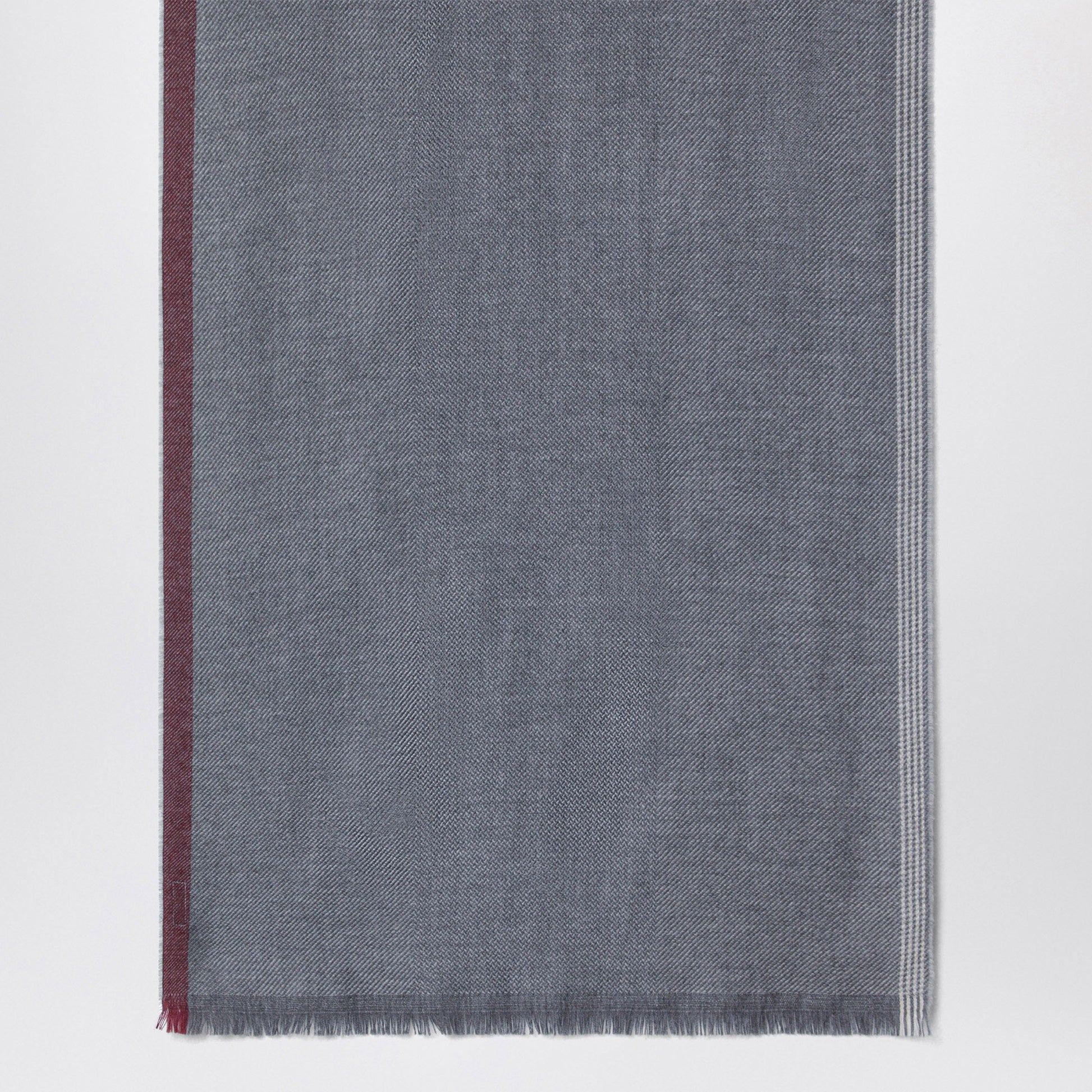 Brunello Cucinelli Dark Grey/Burgundy/Sand Scarf In Wool And Cashmere Men BRUNELLO CUCINELLI