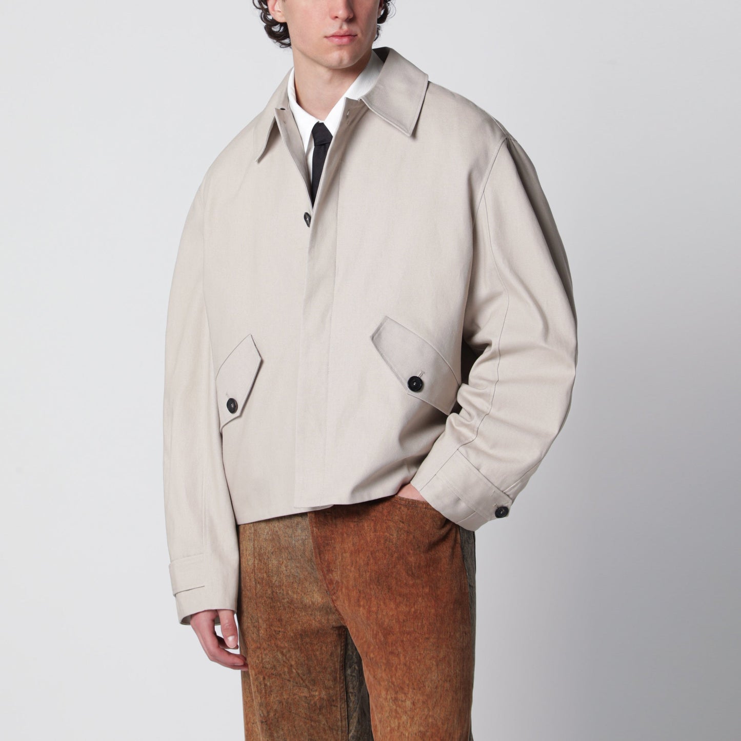 Sefr Short Beige Cotton Trench Coat Men SEFR