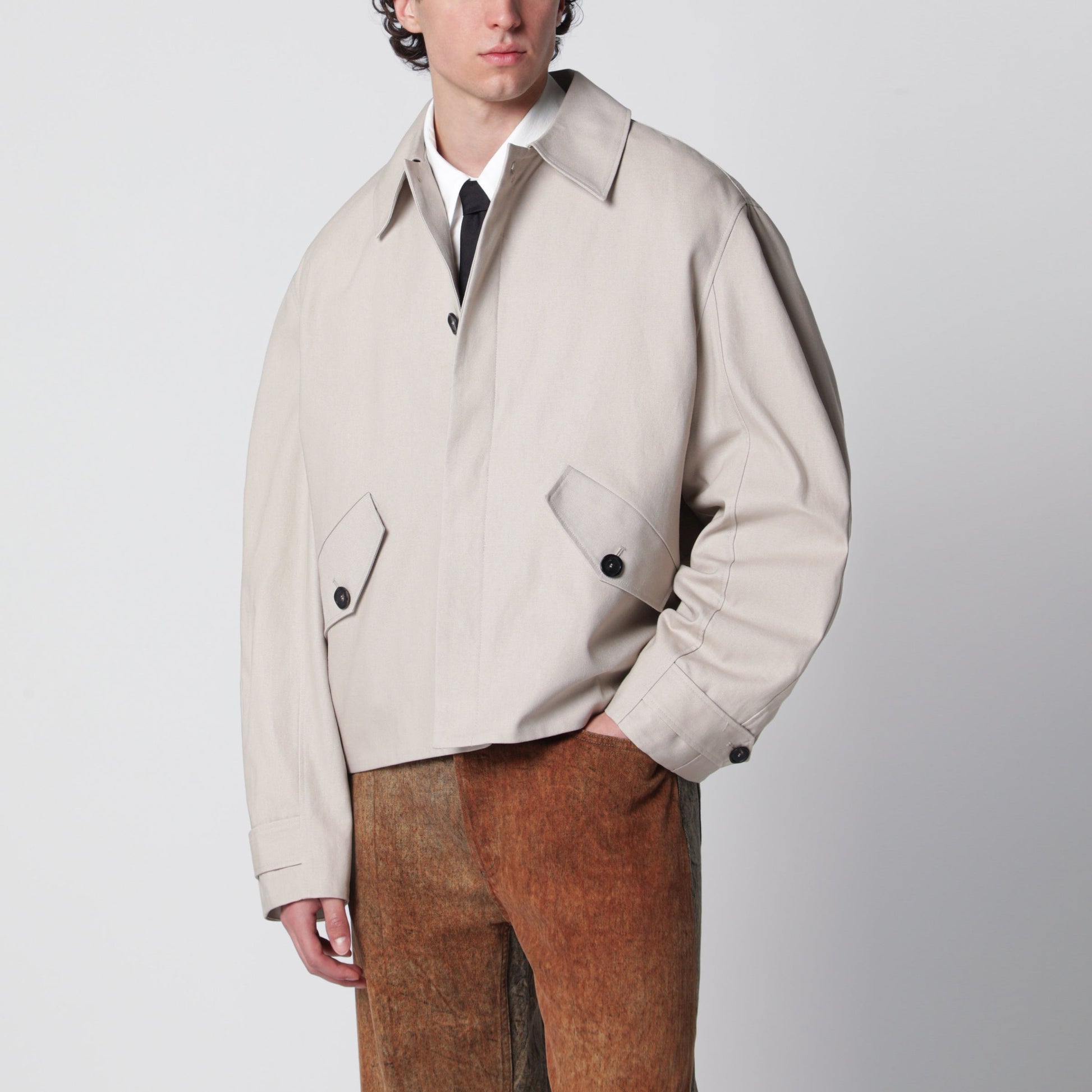Sefr Short Beige Cotton Trench Coat Men SEFR