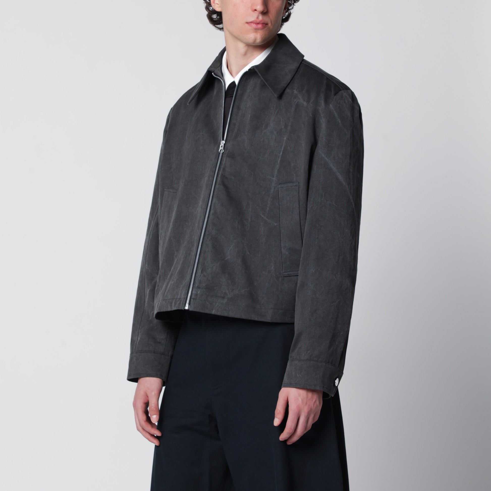 Sefr Washed Grey Tazio Zip-Up Jacket Men SEFR