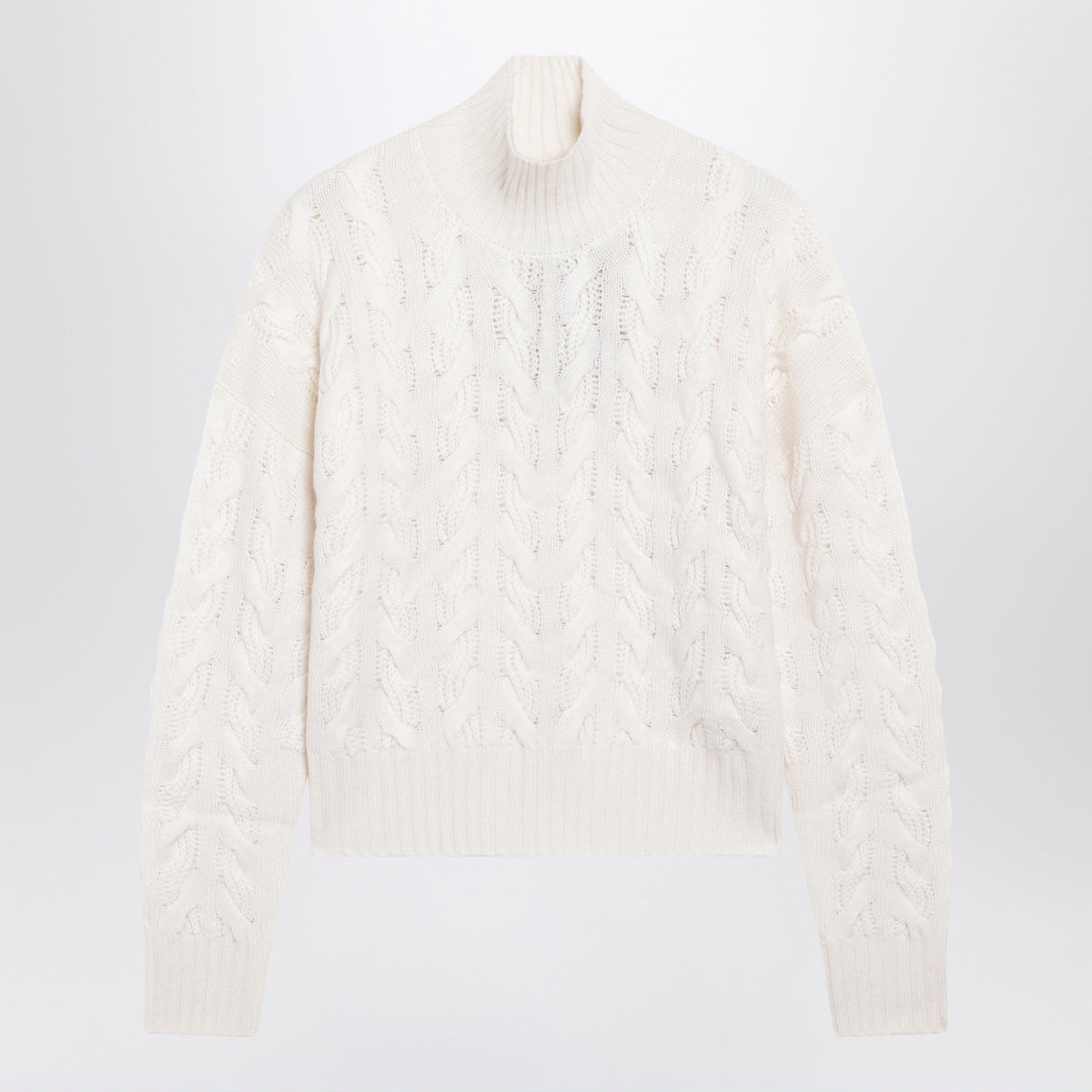 Max Mara Studio White Comfort Cable-Knit Sweater In Wool And Cashmere Women MAX MARA STUDIO