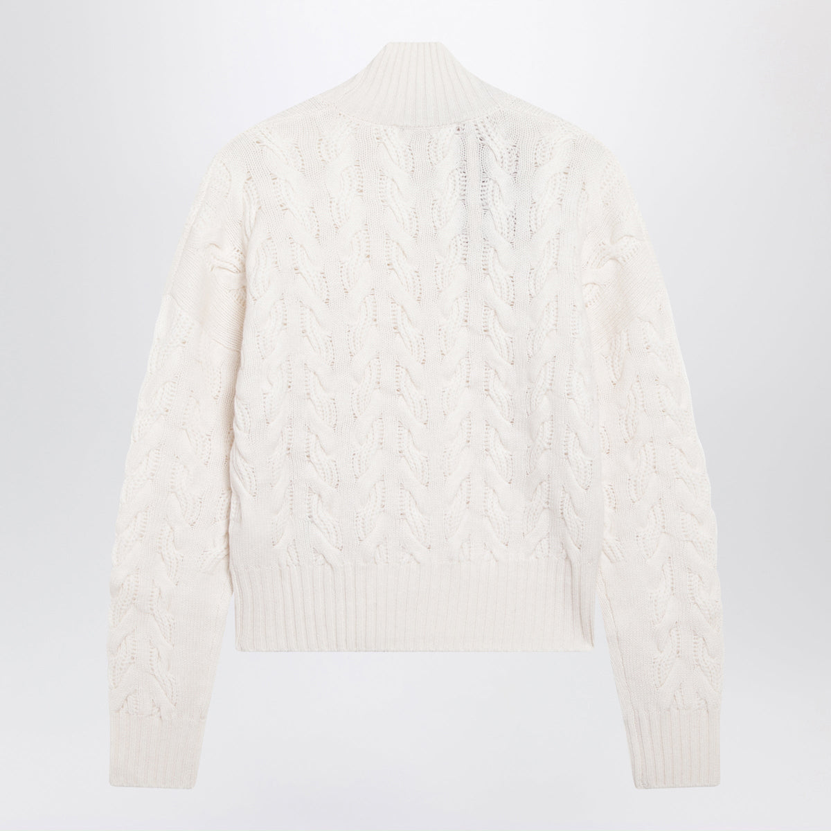 Max Mara Studio White Comfort Cable-Knit Sweater In Wool And Cashmere Women MAX MARA STUDIO