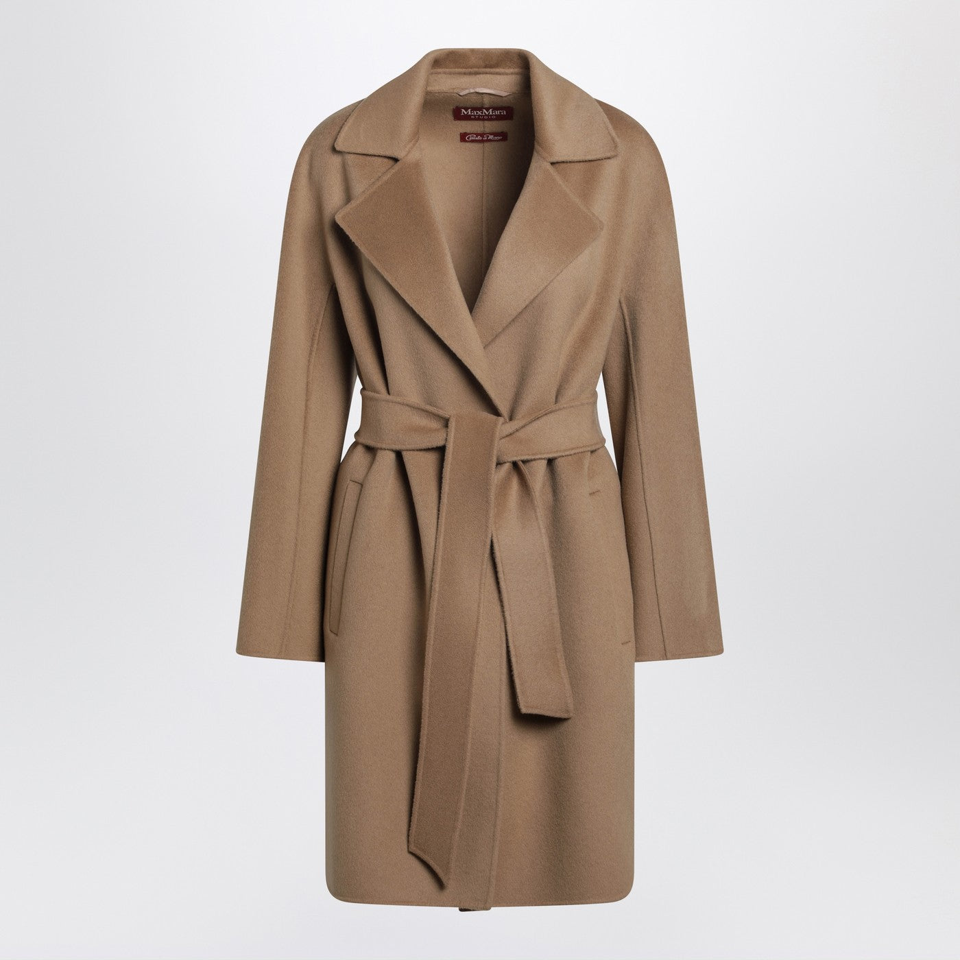 Max Mara Studio Camel Wrap Coat In Cashmere And Wool Women MAX MARA STUDIO