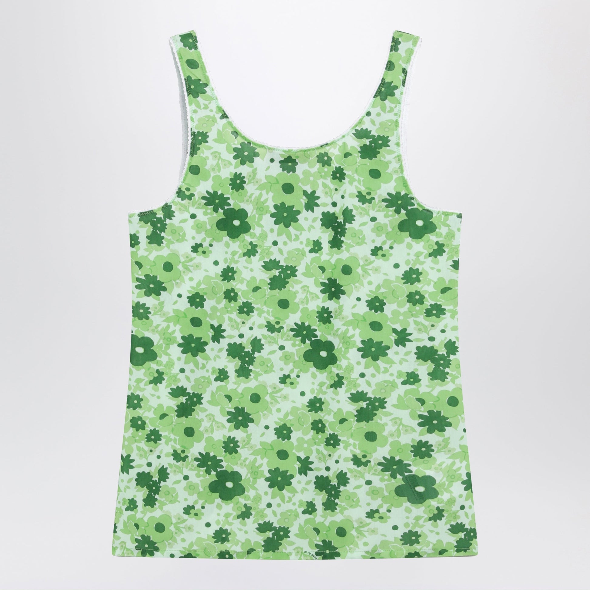 Miu Miu Green Floral Stretch Polyamide-Blend Top Women MIU MIU