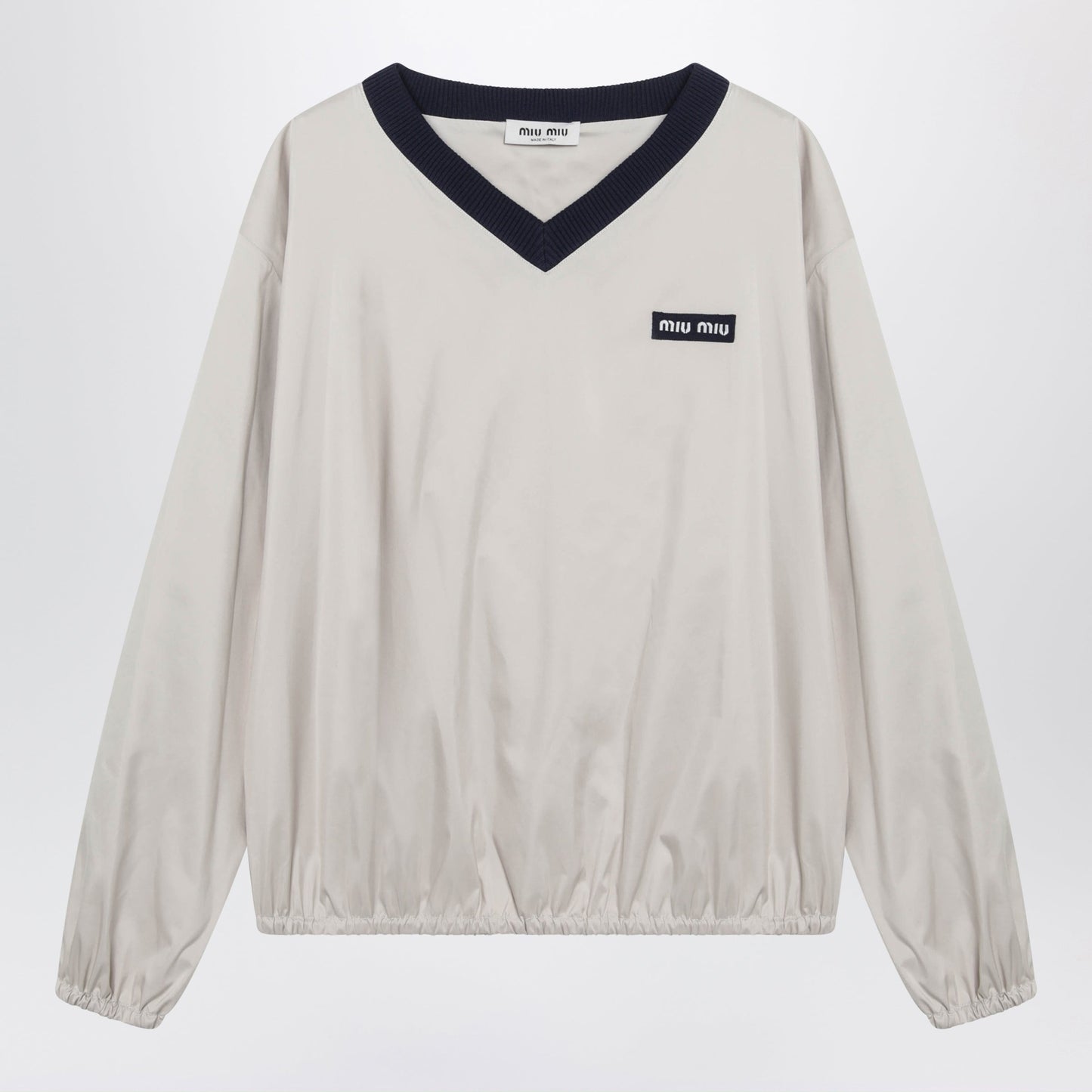 Miu Miu Tech Pongee V-Neck Sweatshirt In Opal Women MIU MIU