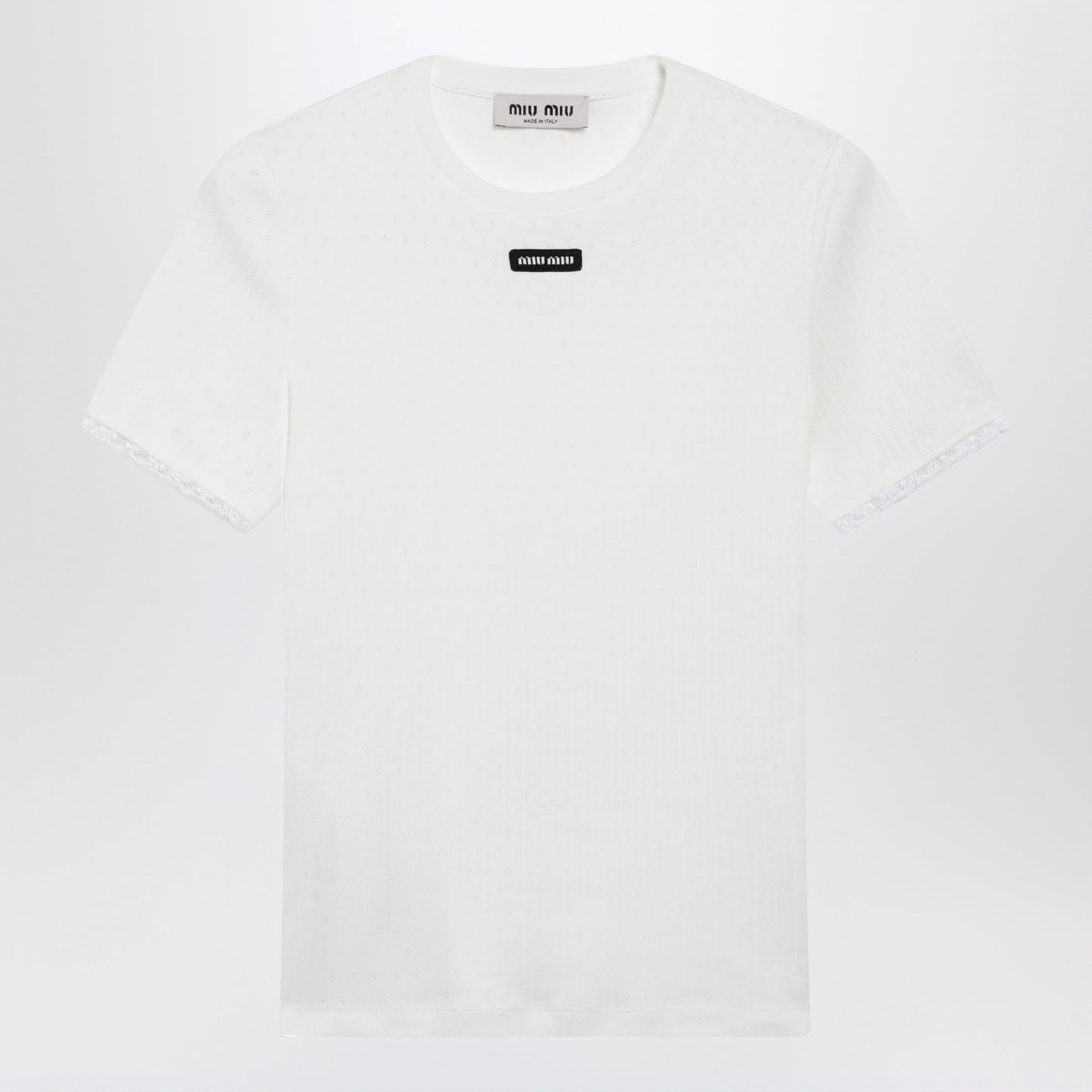 Miu Miu White T-Shirt With Logo Patch Women MIU MIU