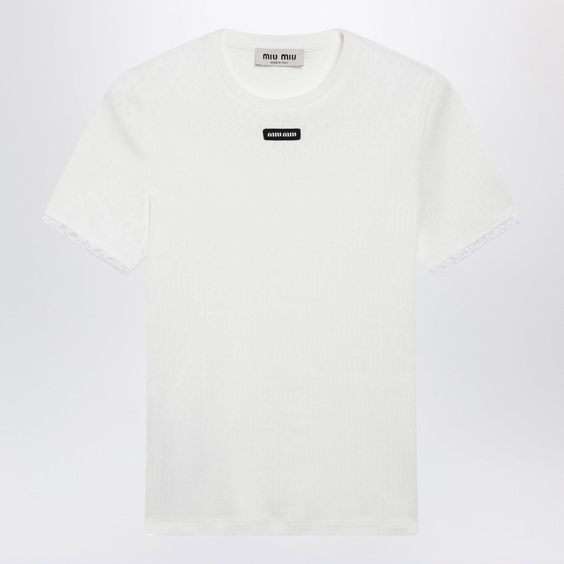 Miu Miu White T-Shirt With Logo Patch Women MIU MIU