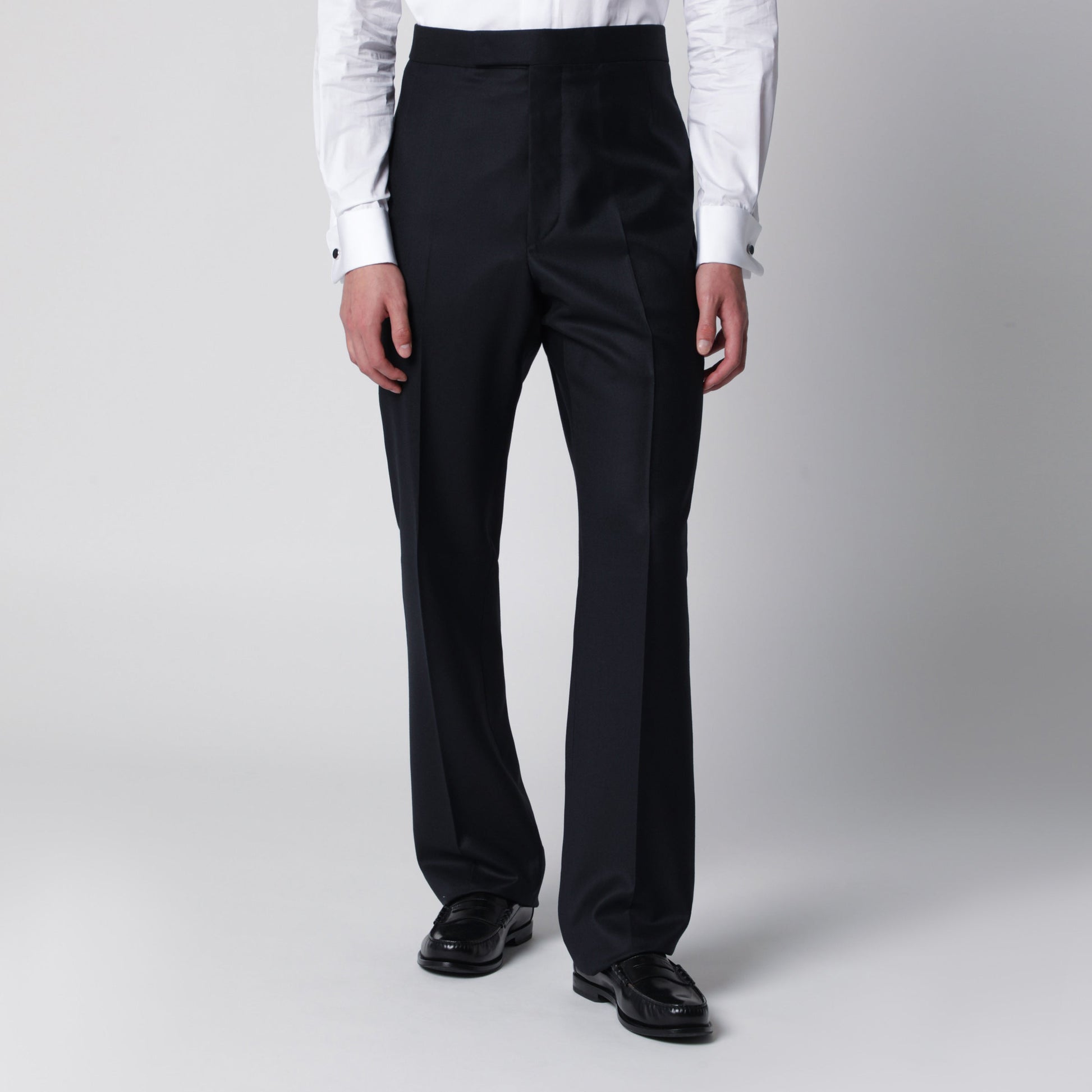 Thom Browne Navy Blue Wool Trousers Men THOM BROWNE