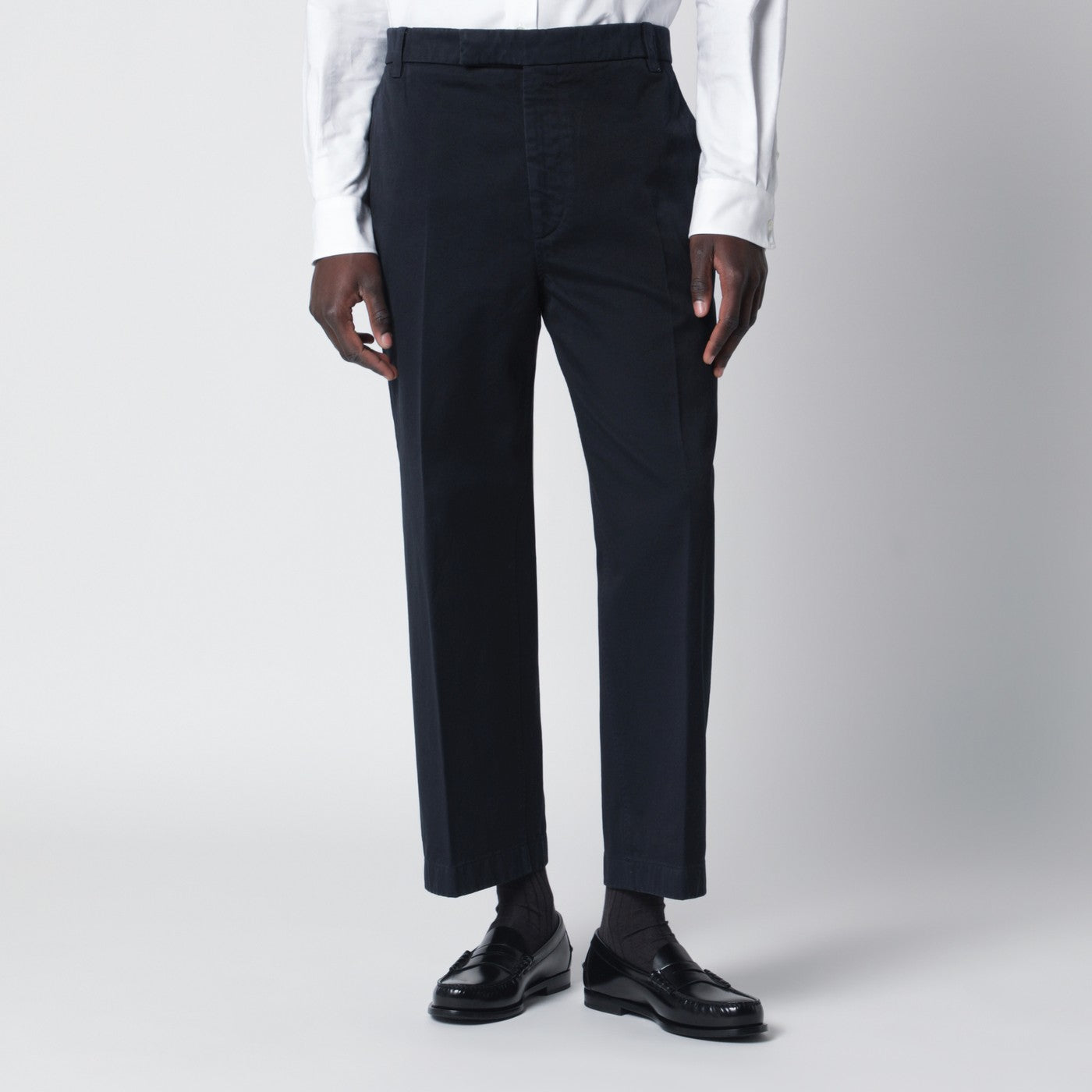 Thom Browne Navy Blue Cotton Trousers Men THOM BROWNE