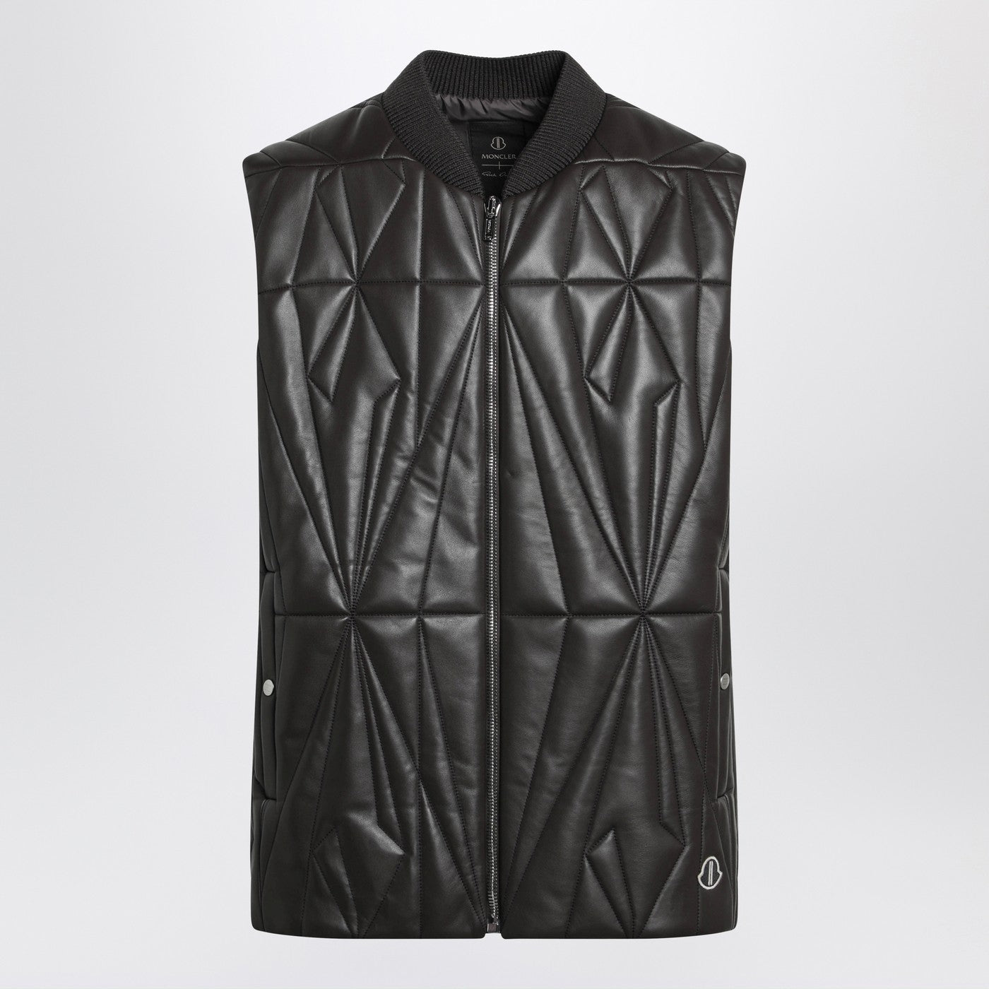 Moncler + Rick Owens Brown Faux Leather Zip-Up Vest Men MONCLER