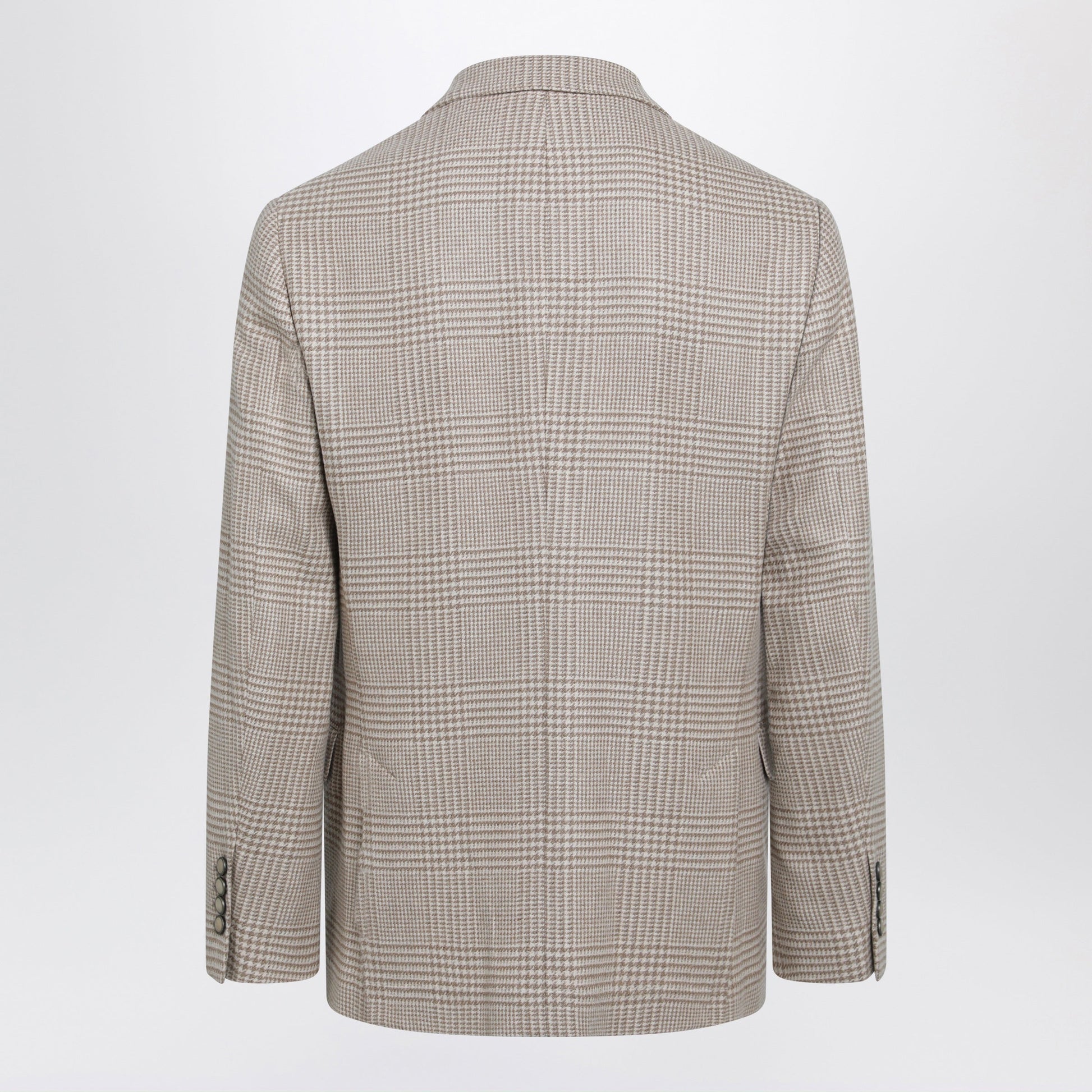 Brunello Cucinelli Camel Prince Of Wales Check Single-Breasted Jacket Men BRUNELLO CUCINELLI
