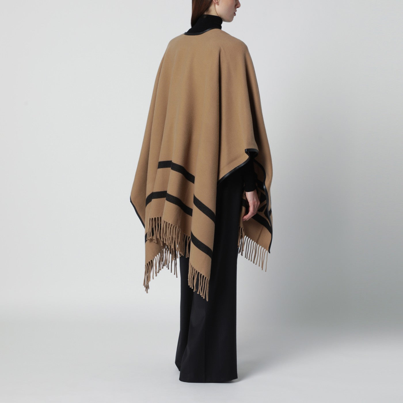 Max Mara Camel Jacquard Wool Poncho Women MAX MARA