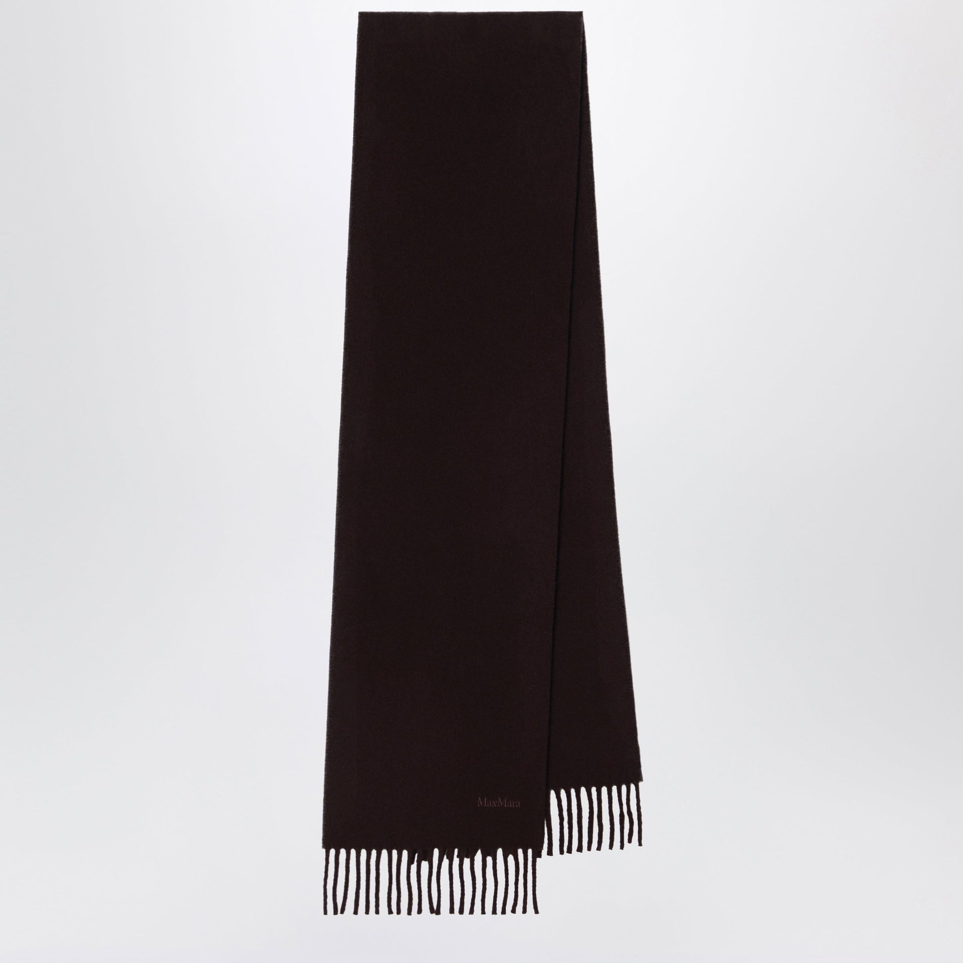 Max Mara Brown Wool Scarf With Fringes Women MAX MARA