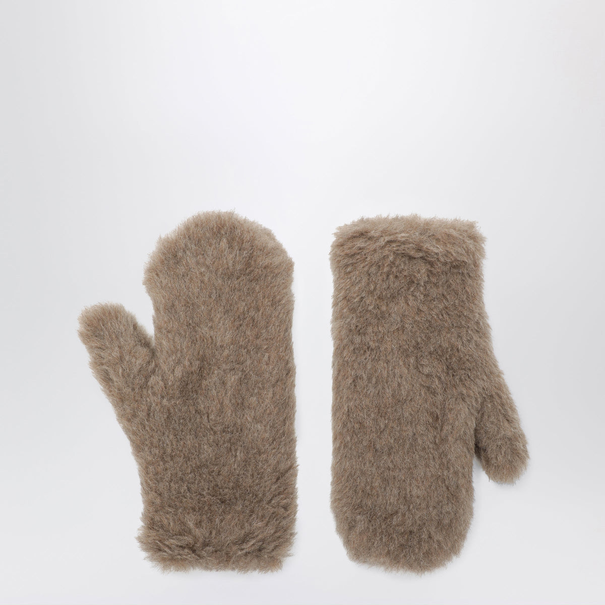 Max Mara Dark Beige Teddy Gloves Women MAX MARA