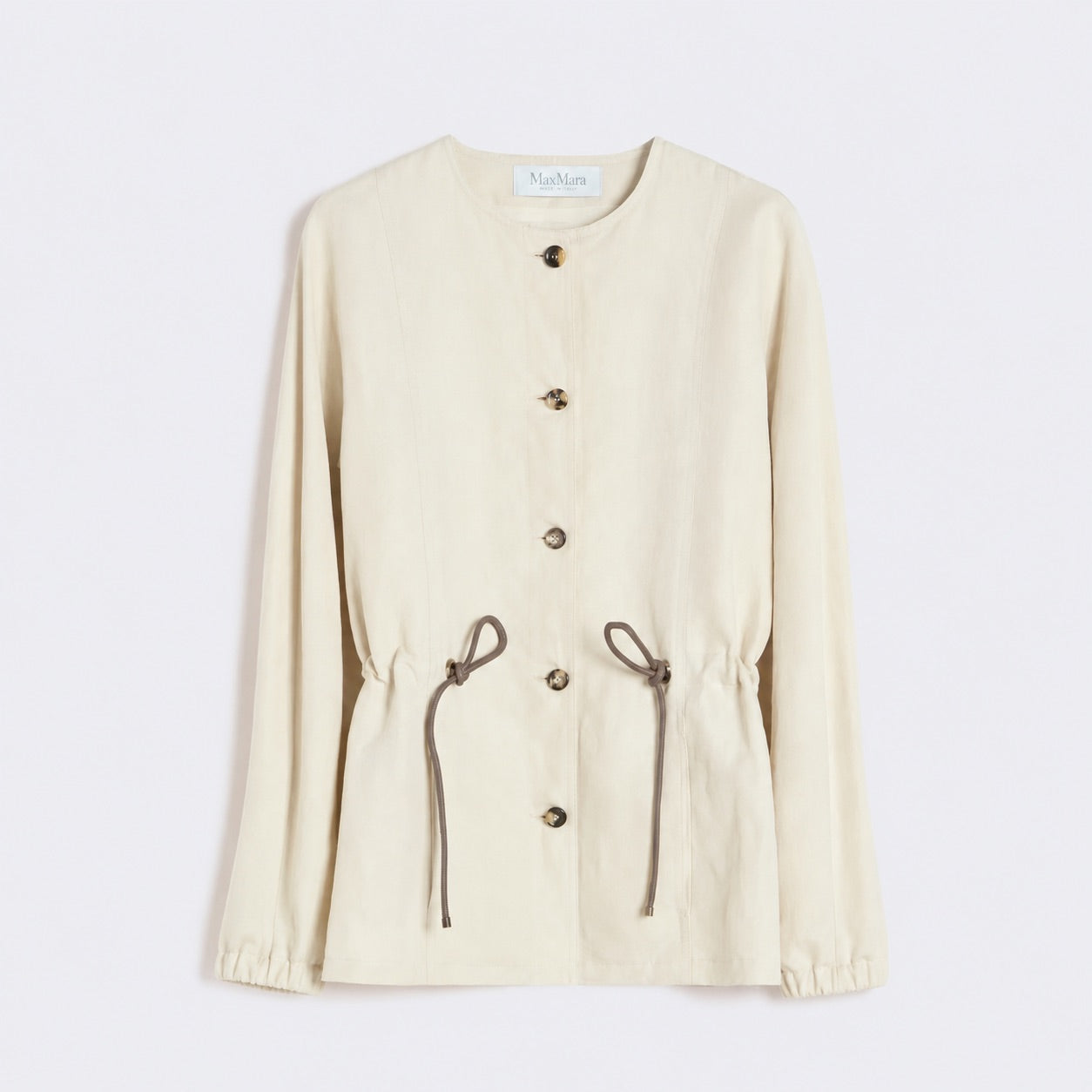 Max Mara Beige Linen And Silk Jacket With Drawstring Women MAX MARA