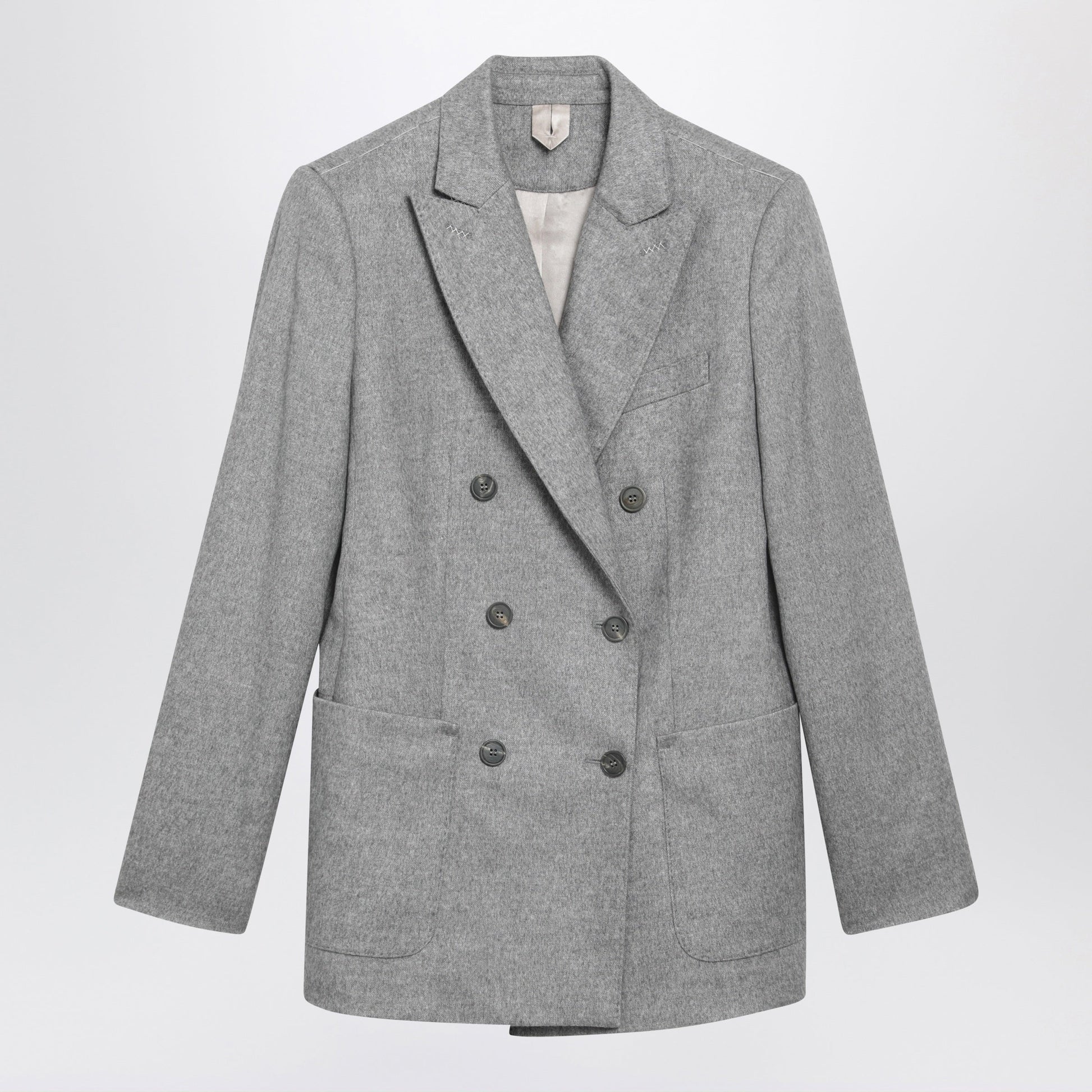 Max Mara Double-Breasted Blazer In Grey Silk And Cashmere Women MAX MARA