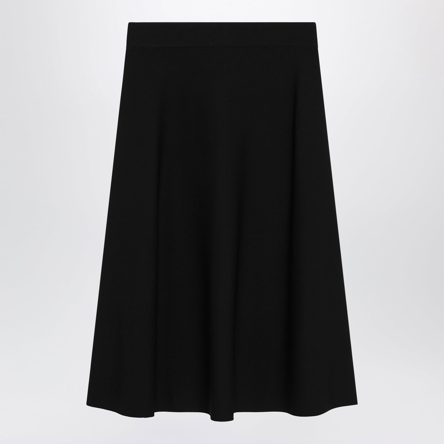 Max Mara Flared Midi Skirt In Viscose Crãªpe Yarn, Black Women MAX MARA