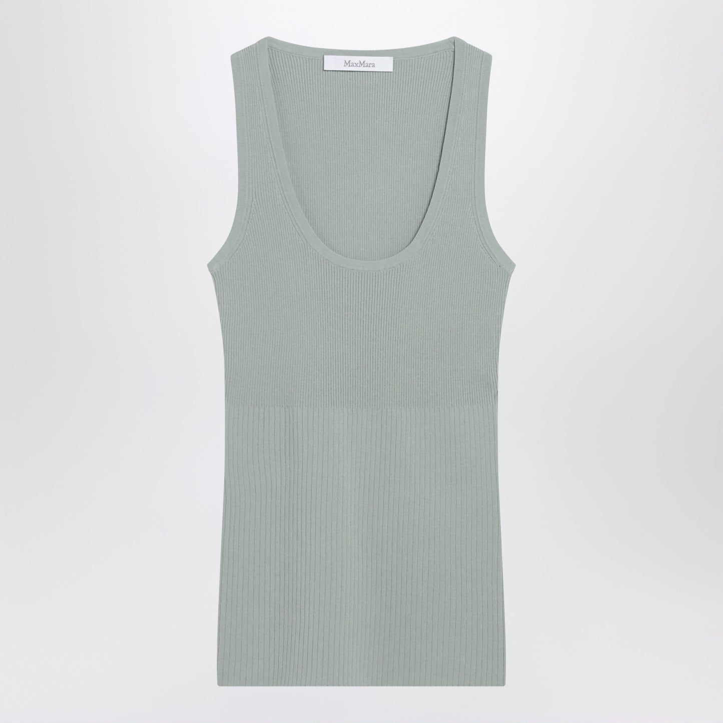 Max Mara Sleeveless Ribbed Top In Sage Green Technical Yarn Women MAX MARA