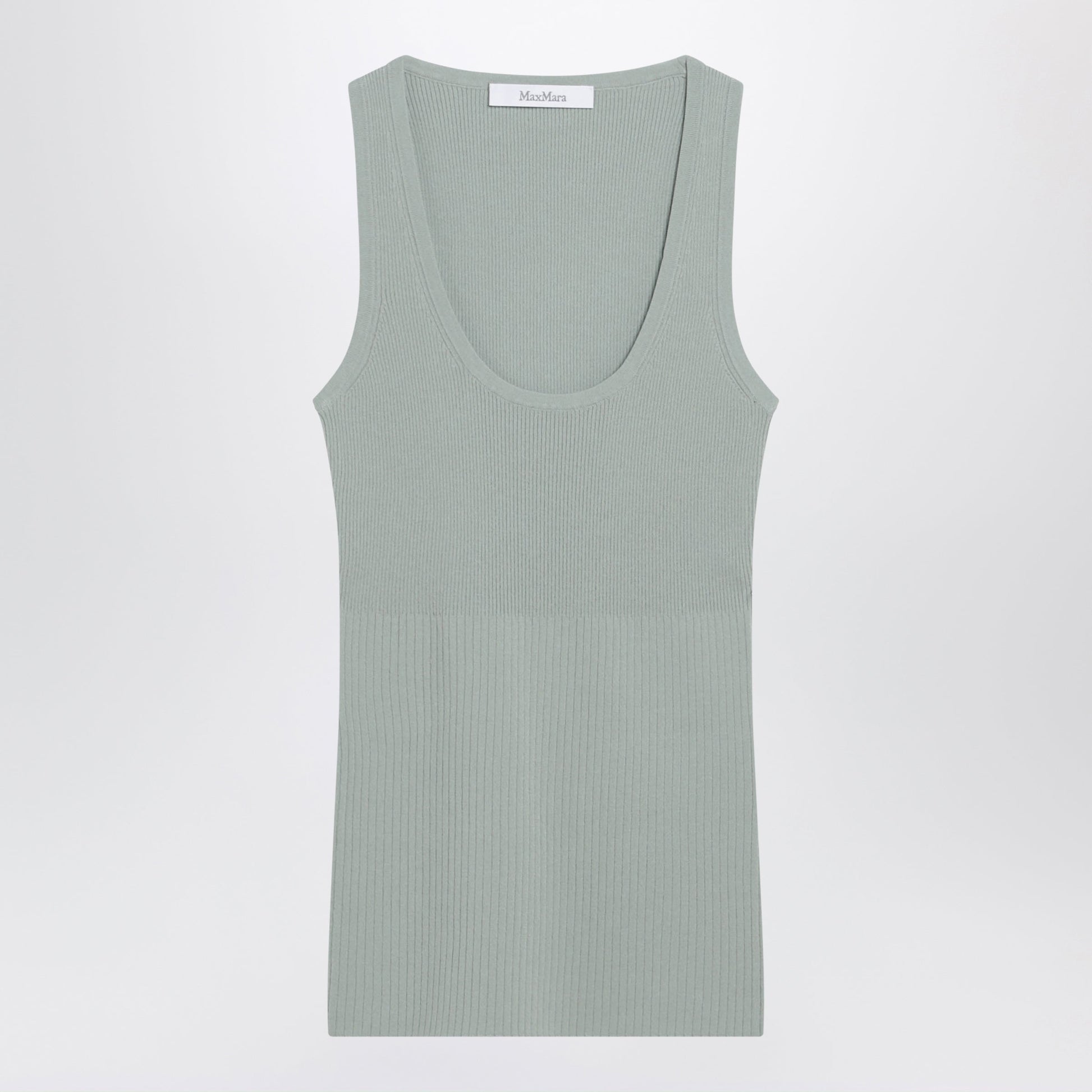 Max Mara Sleeveless Ribbed Top In Sage Green Technical Yarn Women MAX MARA