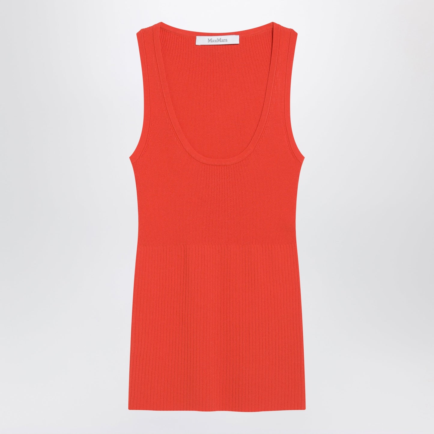 Max Mara Coral Red Ribbed Technical Yarn Top Women MAX MARA