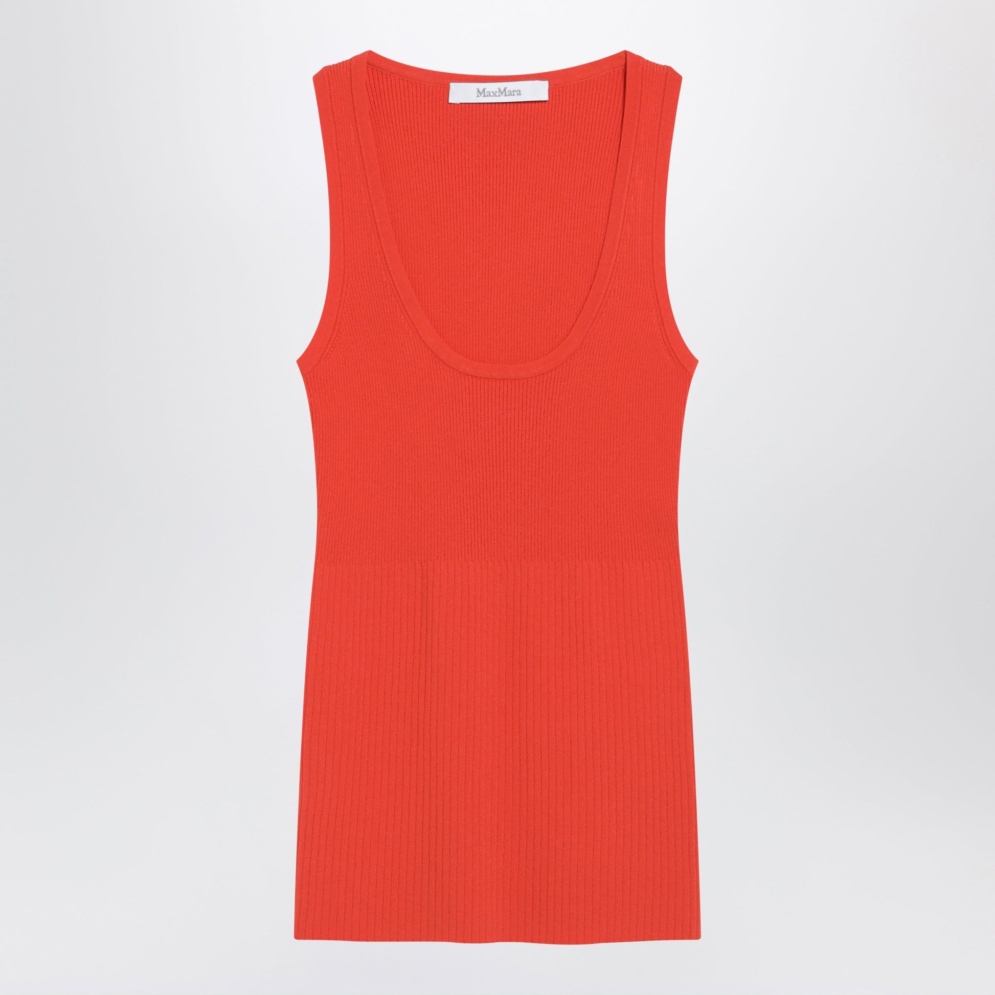 Max Mara Coral Red Ribbed Technical Yarn Top Women MAX MARA