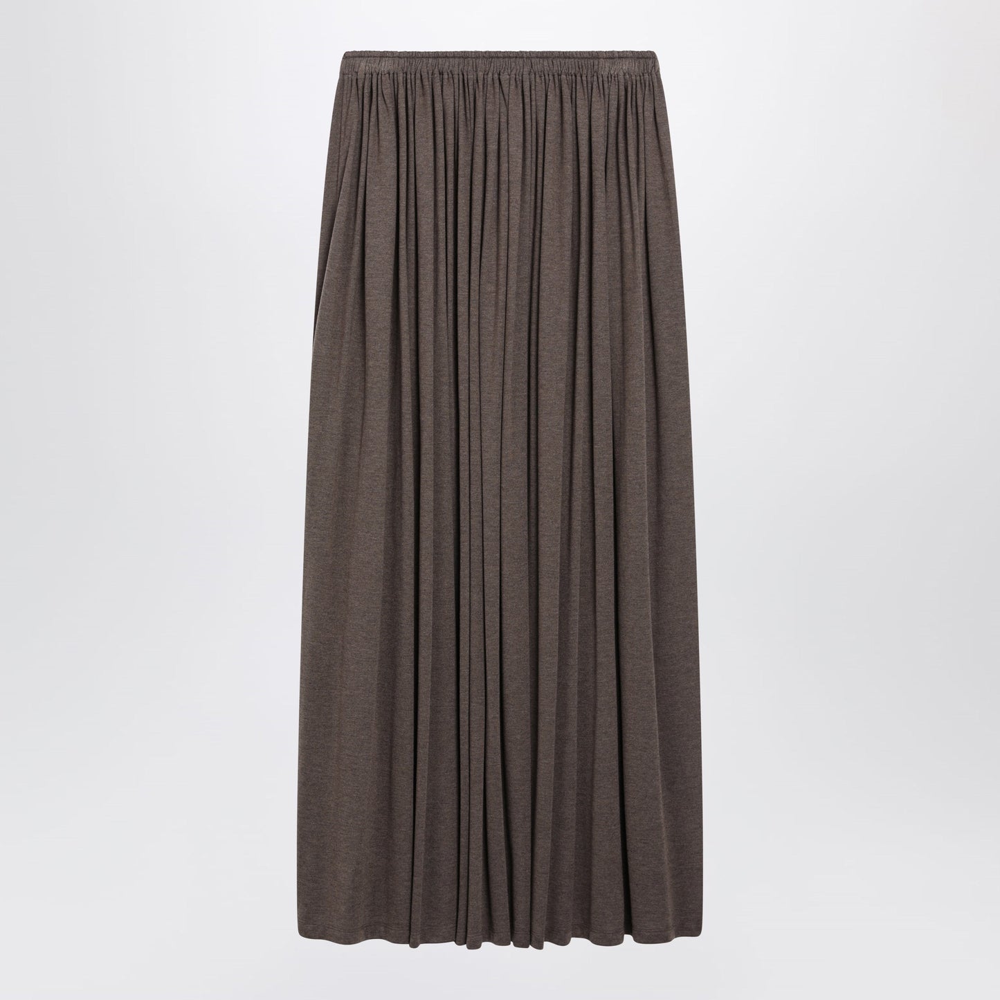 Max Mara Long Pleated Skirt In Dark Khaki Lightweight Jersey Women MAX MARA