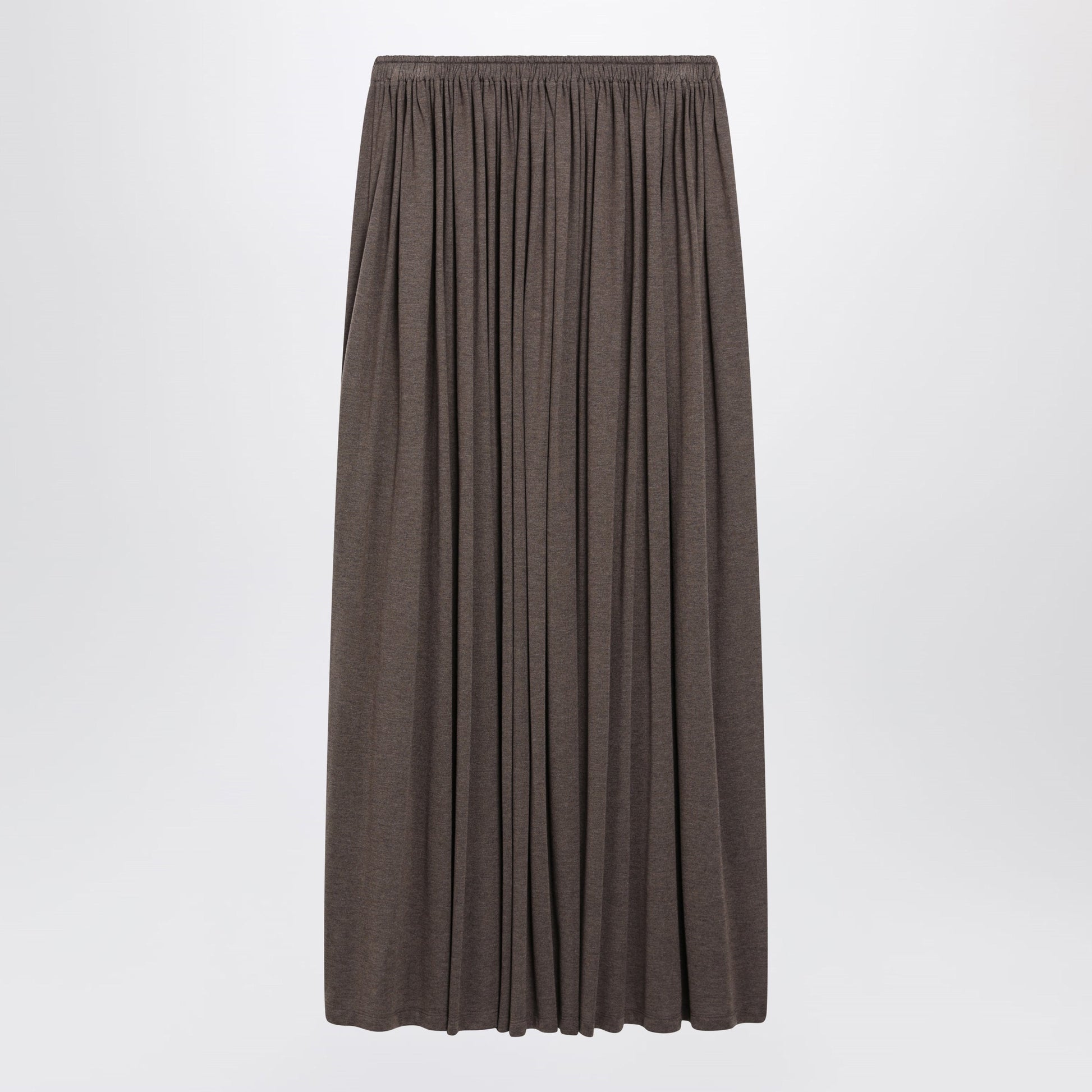 Max Mara Long Pleated Skirt In Dark Khaki Lightweight Jersey Women MAX MARA
