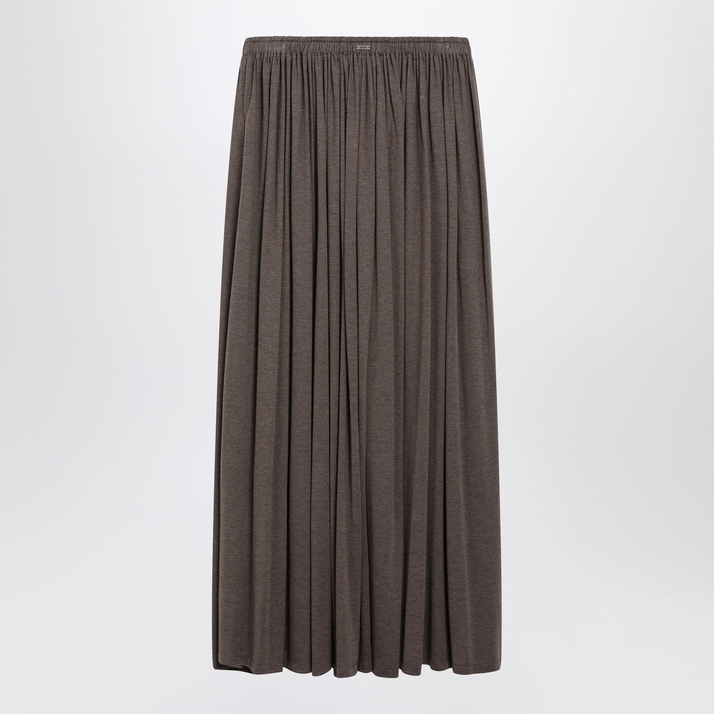 Max Mara Long Pleated Skirt In Dark Khaki Lightweight Jersey Women MAX MARA