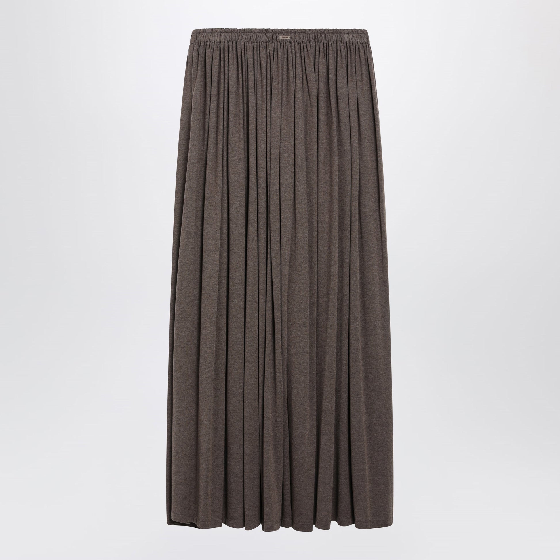 Max Mara Long Pleated Skirt In Dark Khaki Lightweight Jersey Women MAX MARA