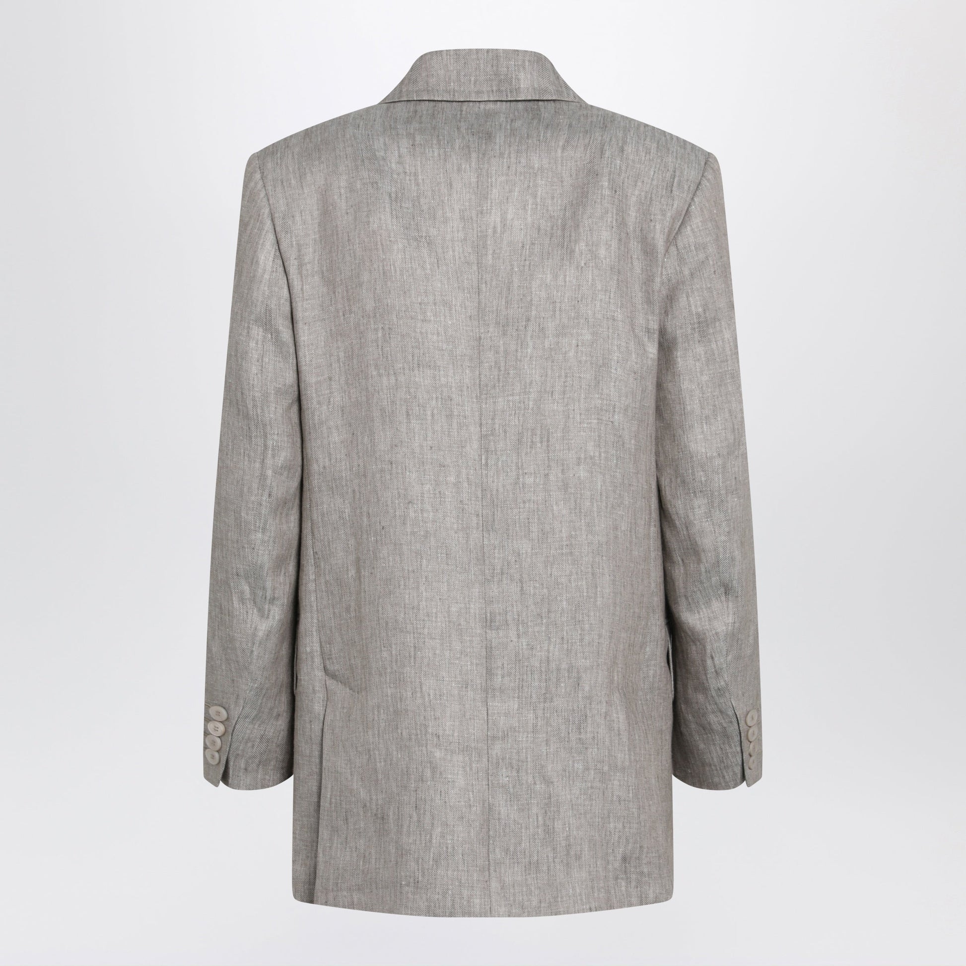 Max Mara Olimpia Double-Breasted Chevron Linen Blazer In Beige Women MAX MARA