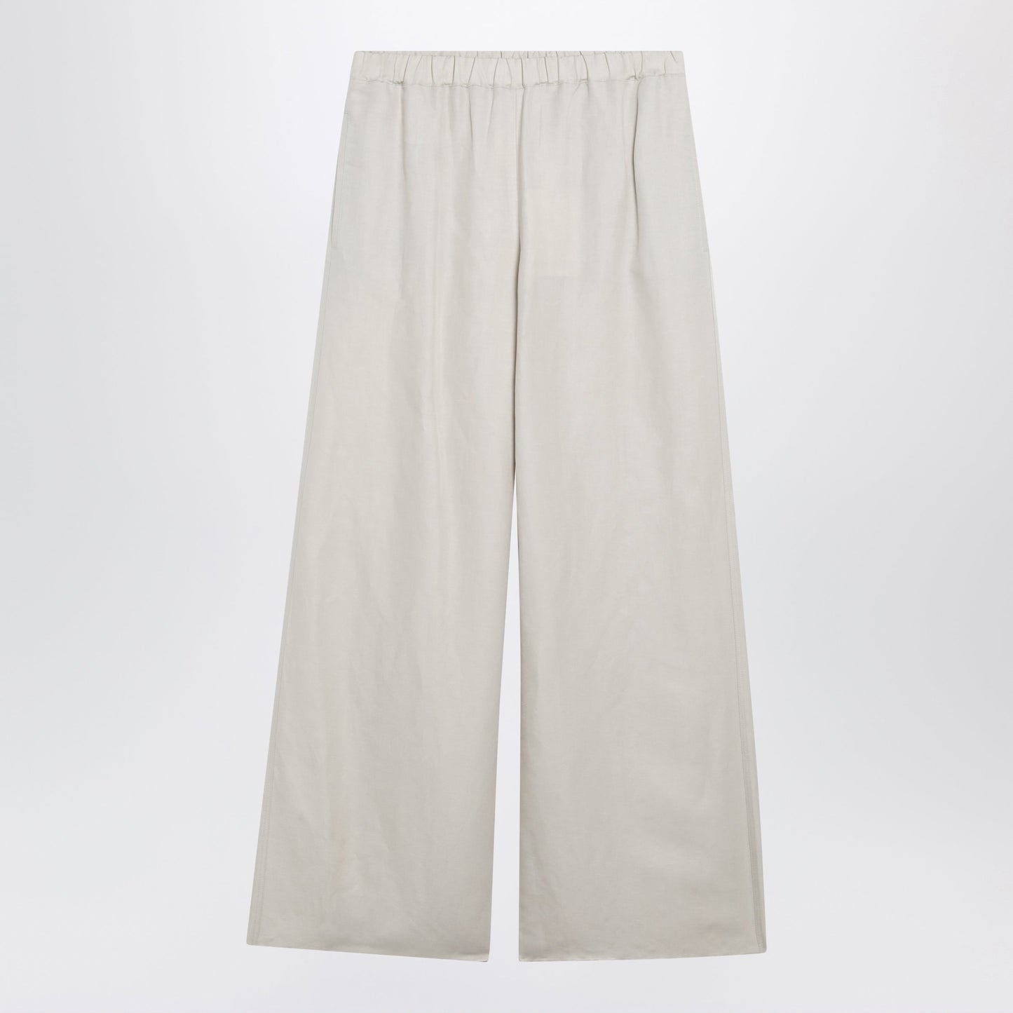 Max Mara Wide-Leg Linen And Silk Twill Trousers In Beige Women MAX MARA