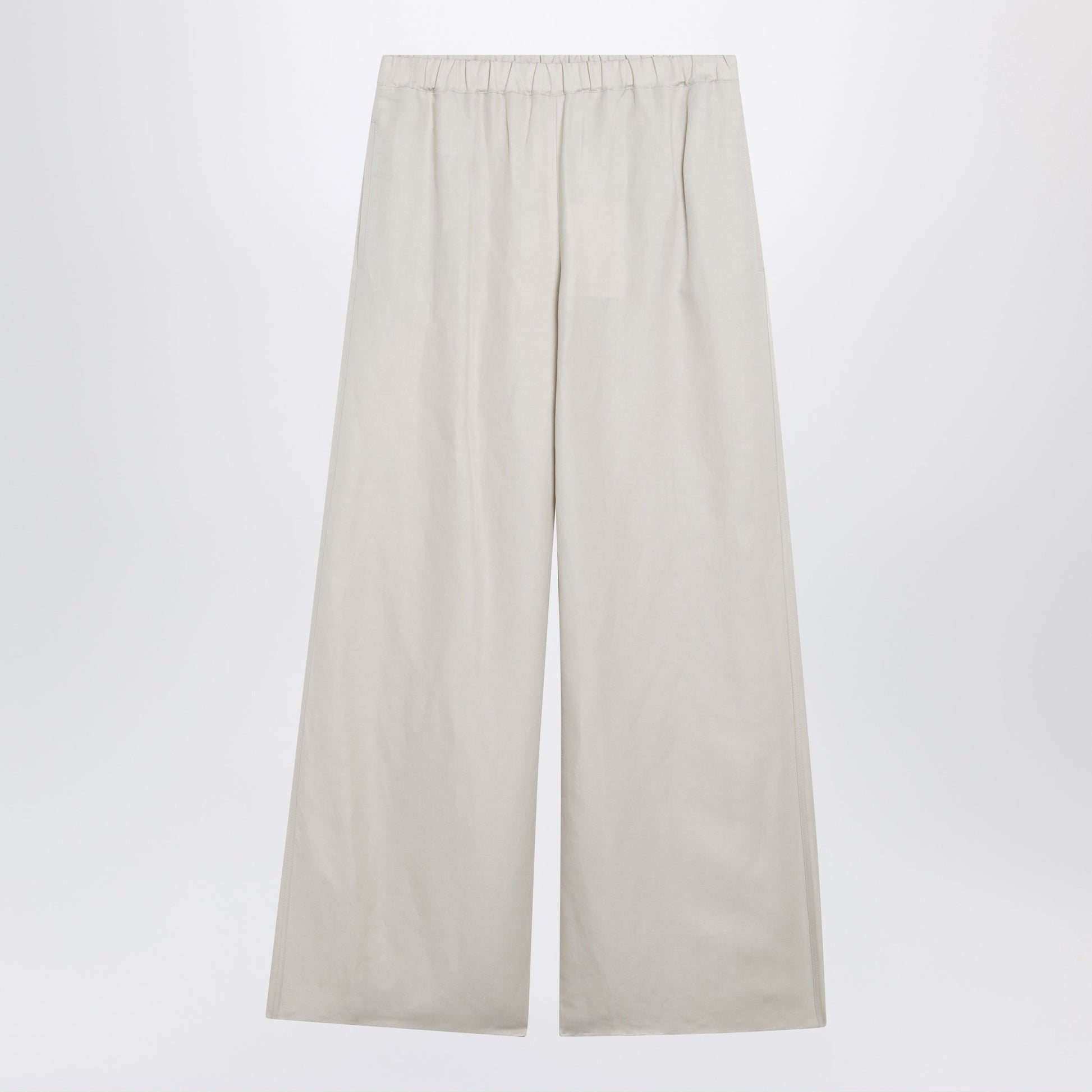 Max Mara Wide-Leg Linen And Silk Twill Trousers In Beige Women MAX MARA