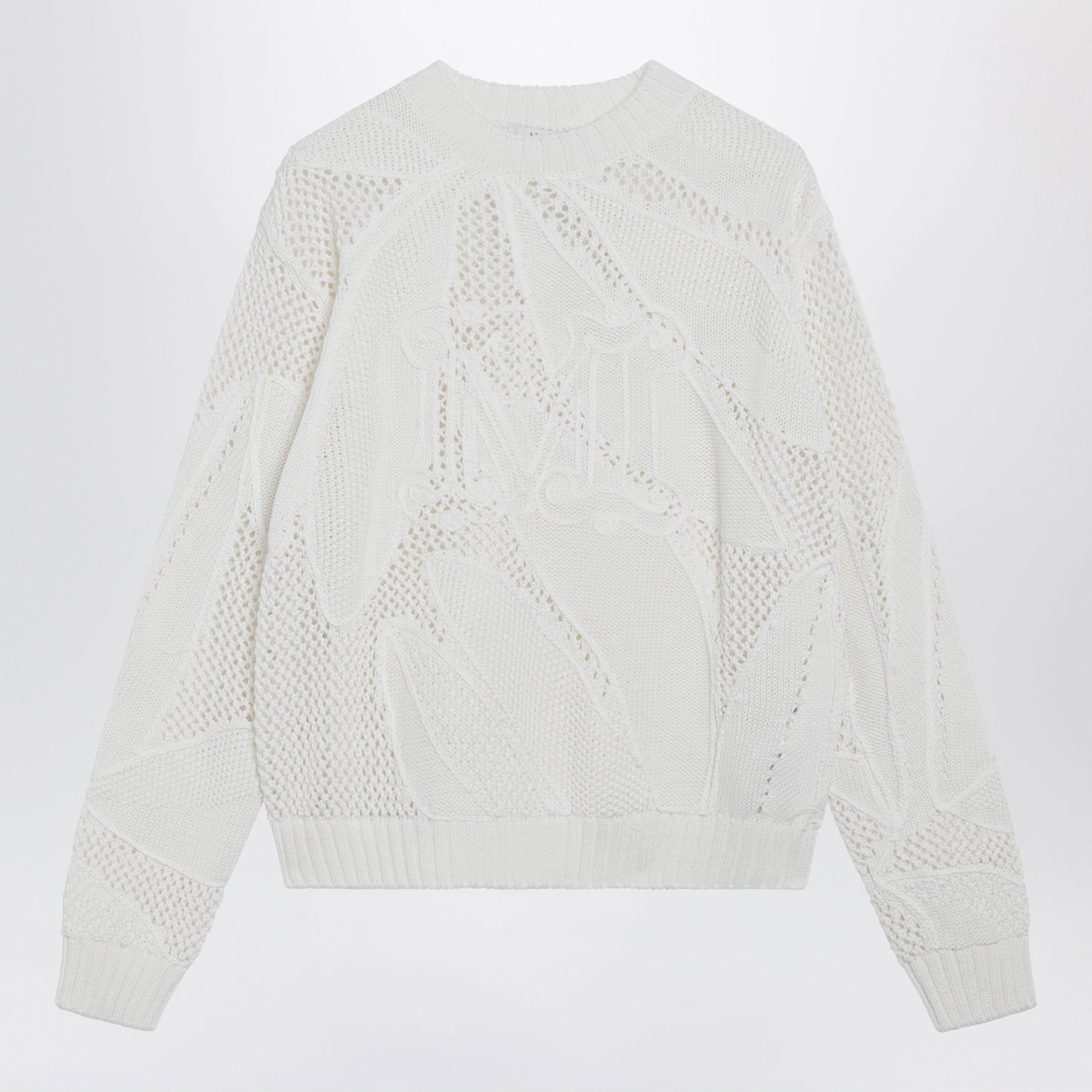 Max Mara Embroidered Cotton Crewneck Sweater In White Women MAX MARA