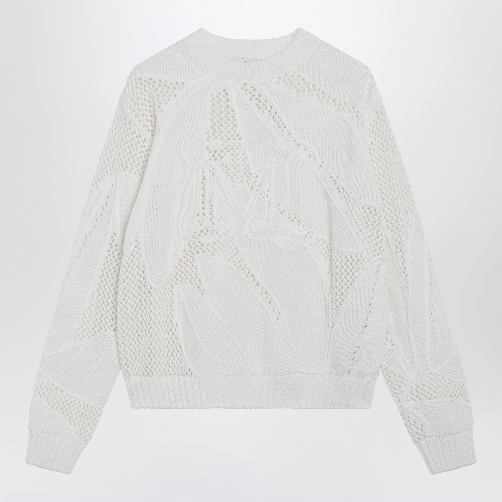 Max Mara Embroidered Cotton Crewneck Sweater In White Women MAX MARA