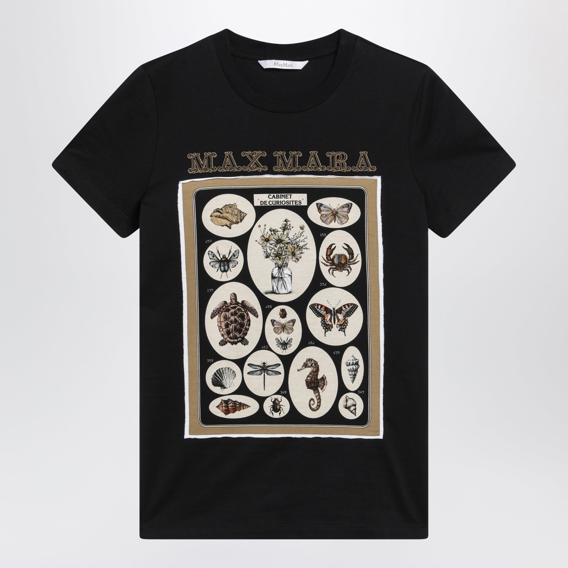 Max Mara Black Cotton Jersey T-Shirt With Front Print Women MAX MARA