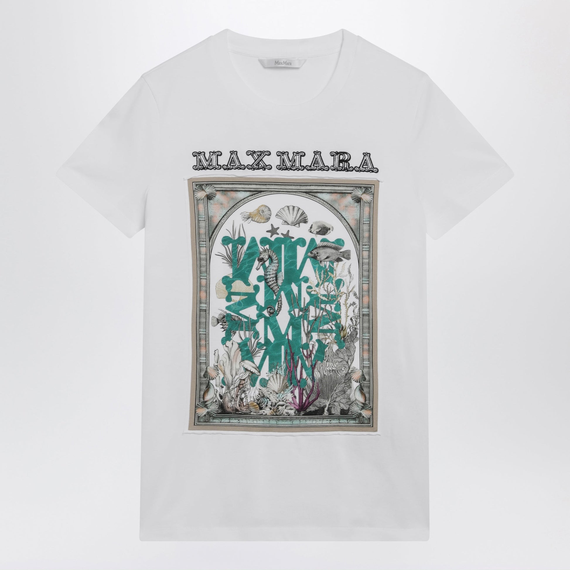 Max Mara Optical White Cotton Jersey T-Shirt With Front Print Women MAX MARA