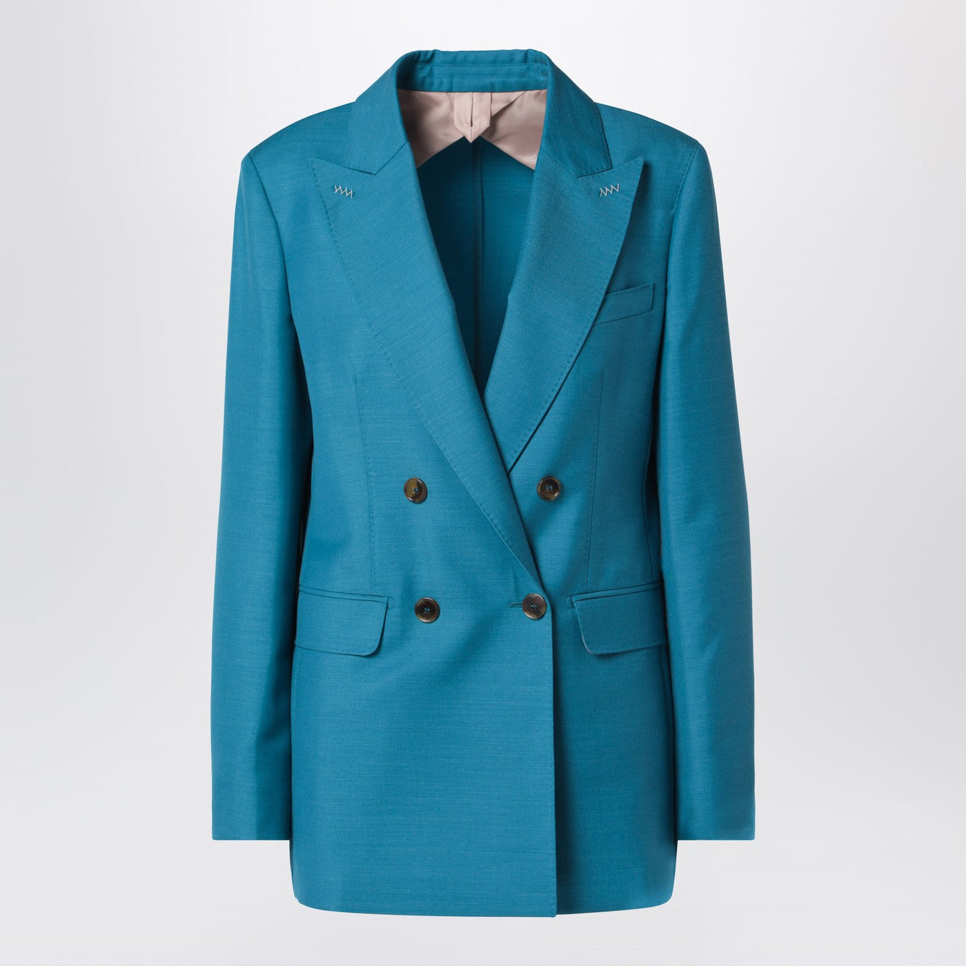 Max Mara Turquoise Wool-Blend Double-Breasted Jacket Women MAX MARA