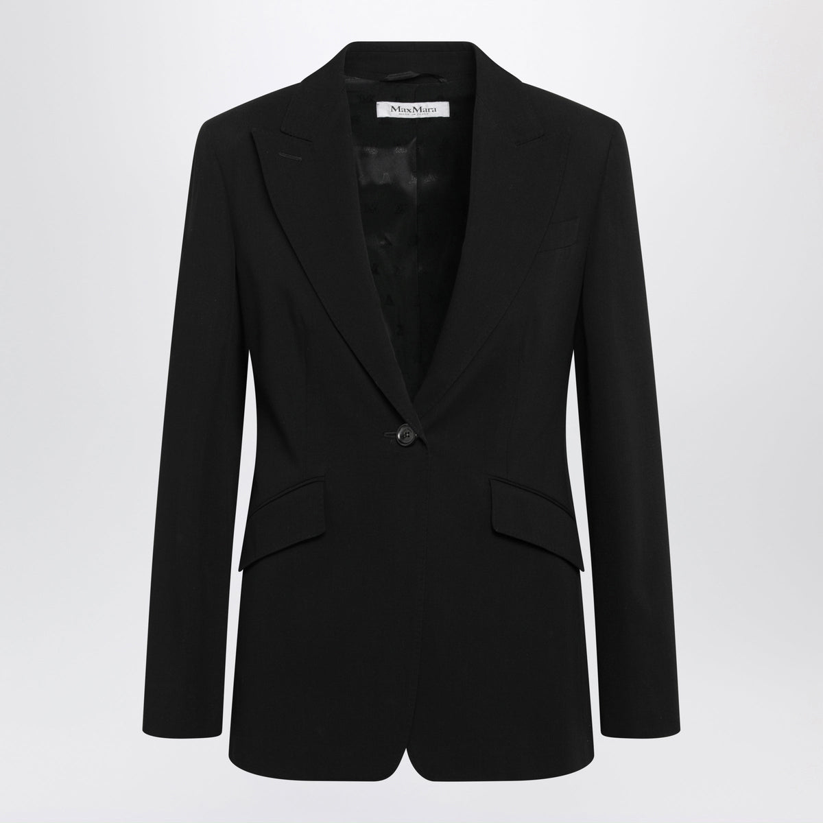 Max Mara Black Slim-Fit Blazer In Virgin Wool Gabardine Women MAX MARA
