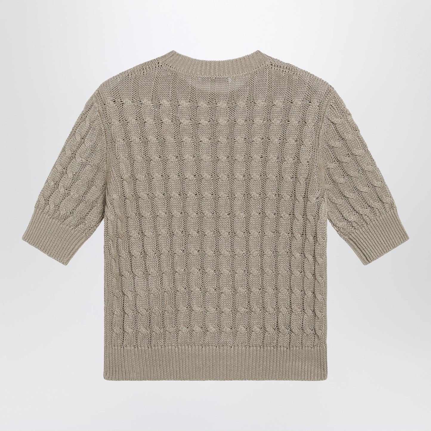 Max Mara Cable-Knit Linen Crewneck Sweater In Brown Women MAX MARA