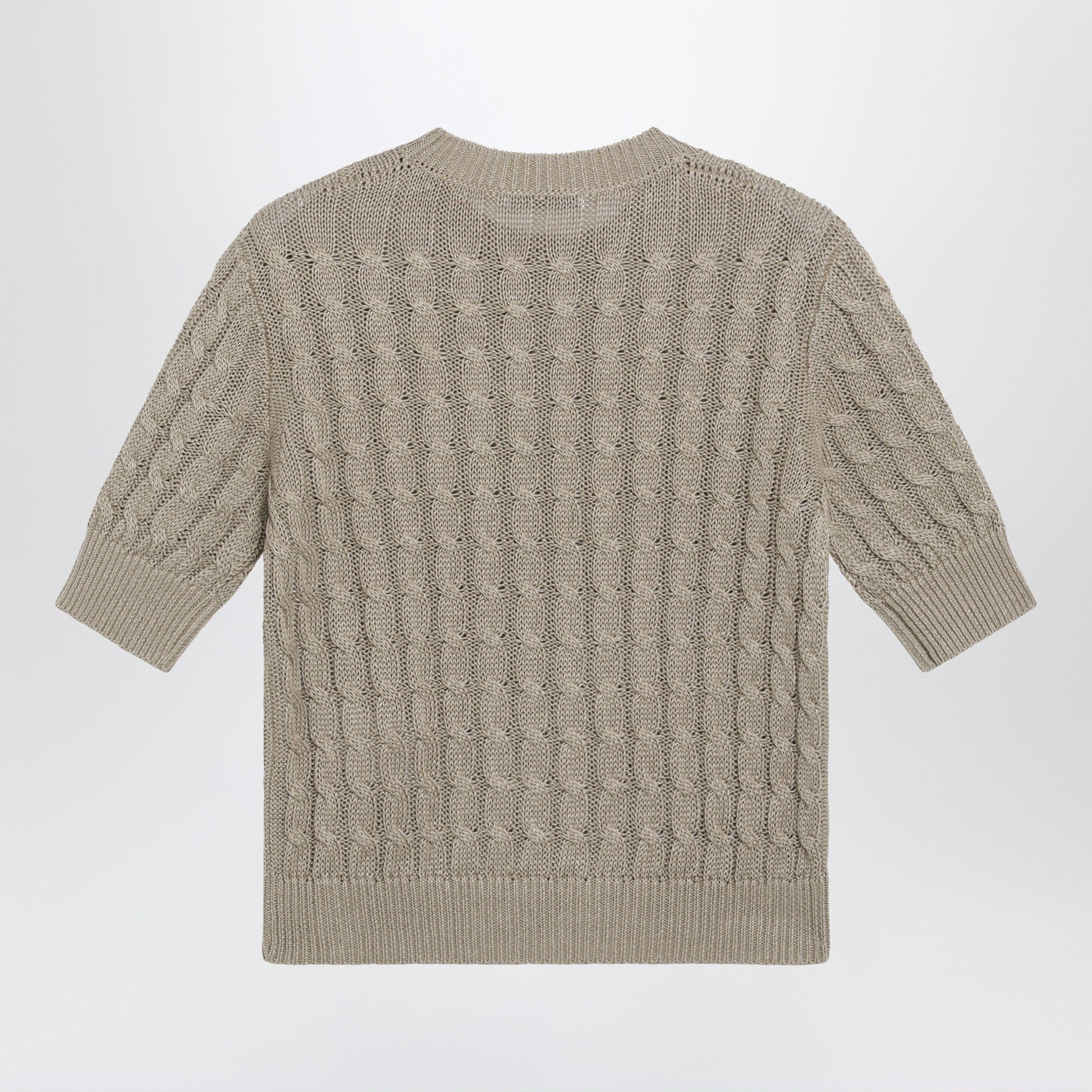 Max Mara Cable-Knit Linen Crewneck Sweater In Brown Women MAX MARA
