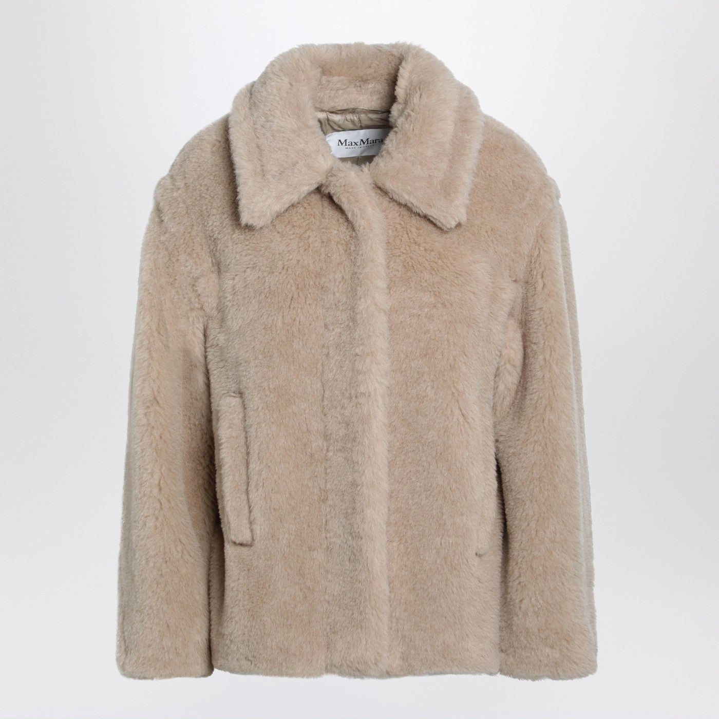 Max Mara Light Beige Alpaca And Wool Teddy Cropped Coat Women MAX MARA