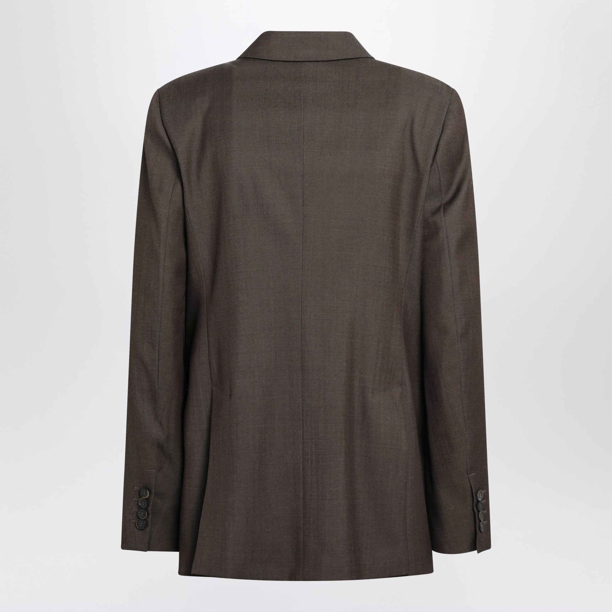 Max Mara Leather Brown Double-Breasted Wool Jacket Women MAX MARA