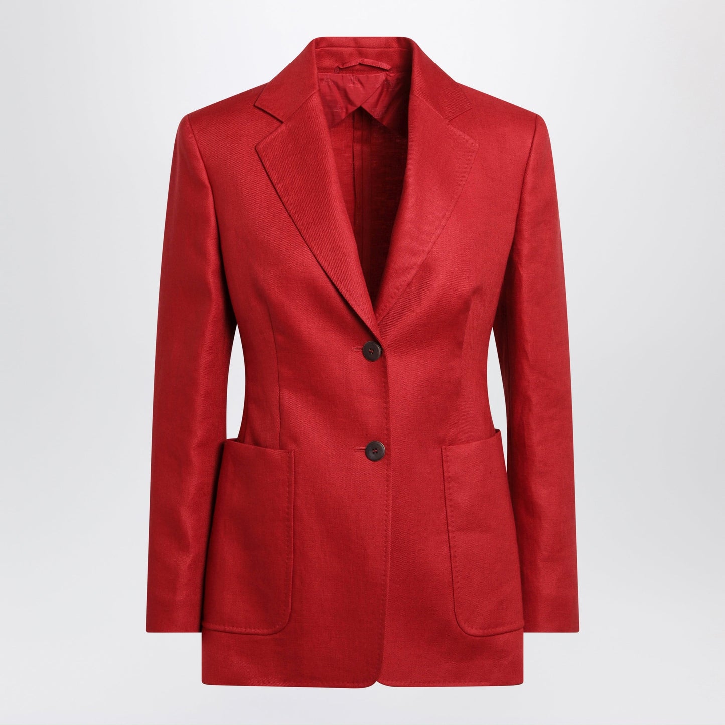 Max Mara Semi-Fitted Single-Breasted Blazer In Red Linen Women MAX MARA