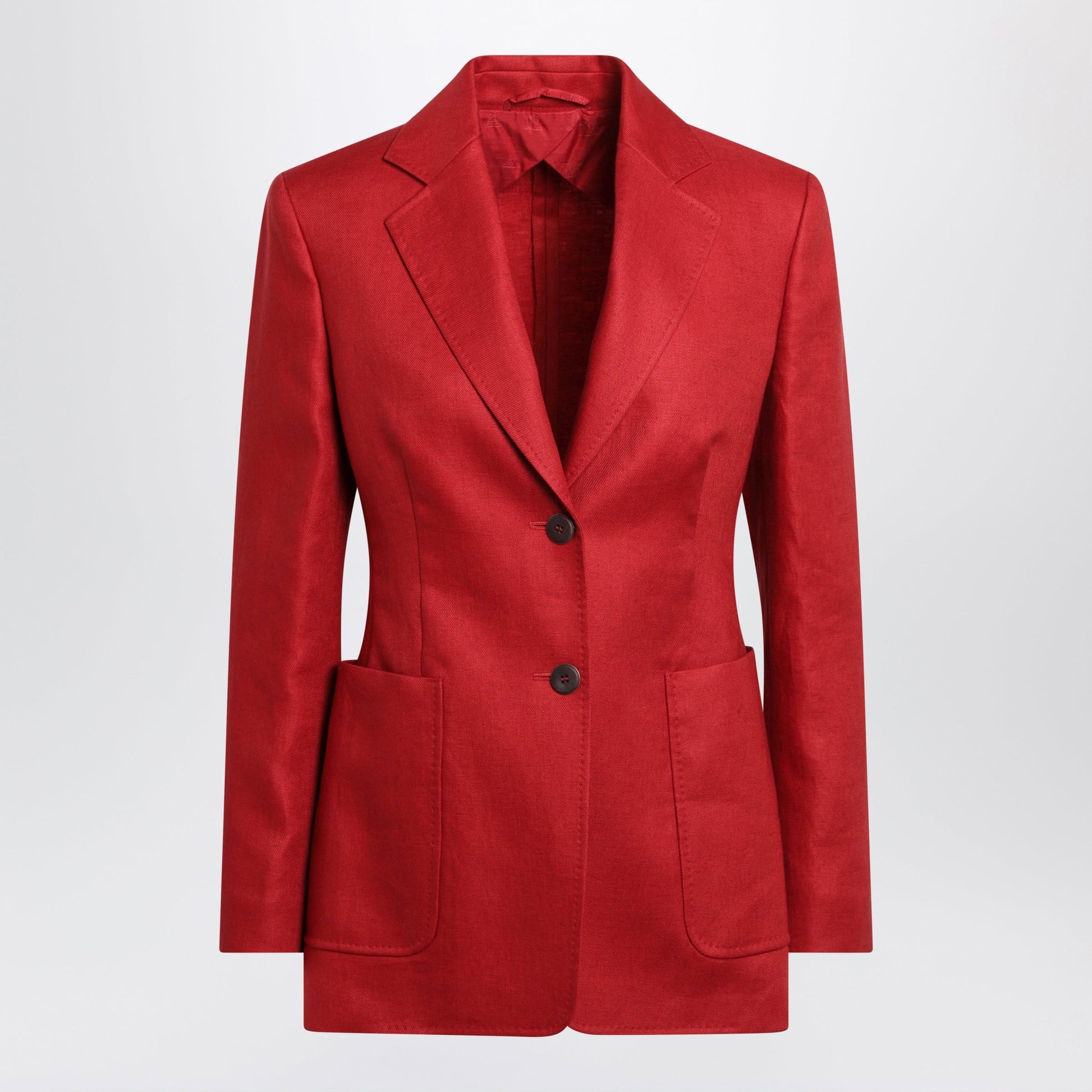 Max Mara Semi-Fitted Single-Breasted Blazer In Red Linen Women MAX MARA