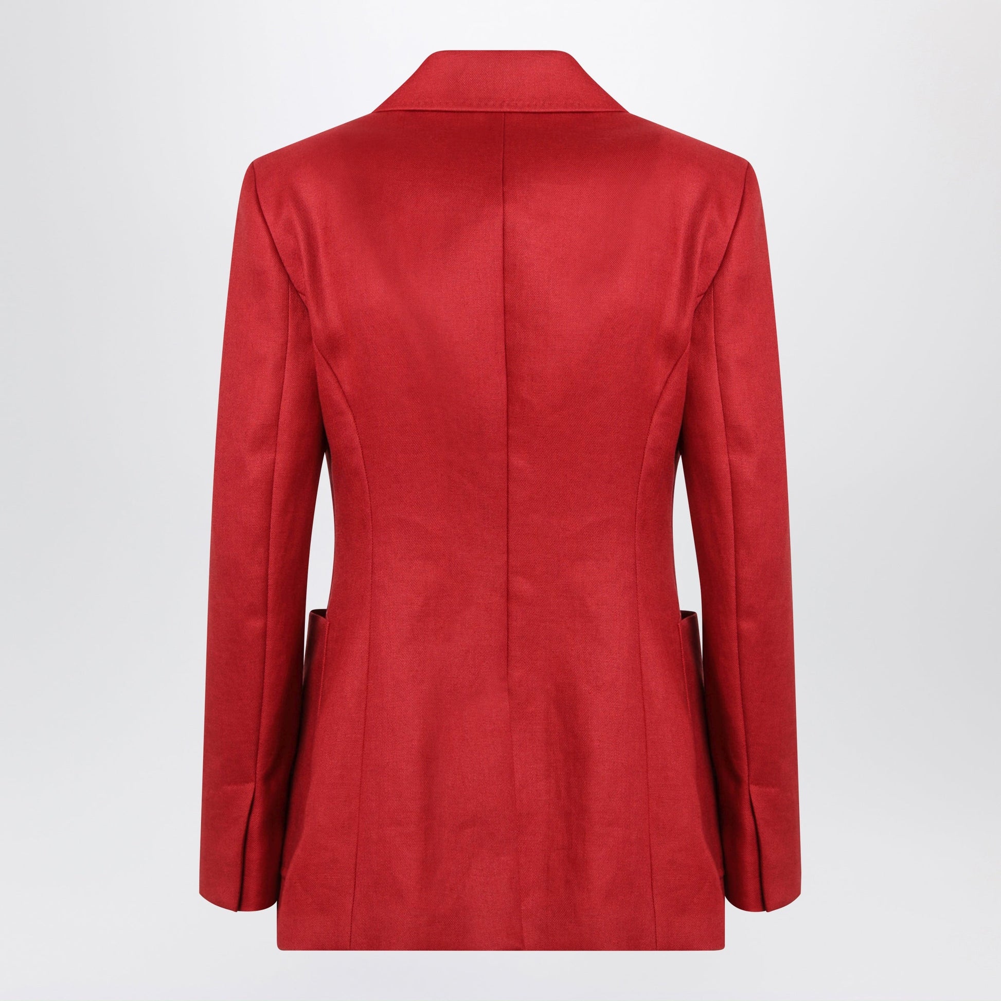 Max Mara Semi-Fitted Single-Breasted Blazer In Red Linen Women MAX MARA